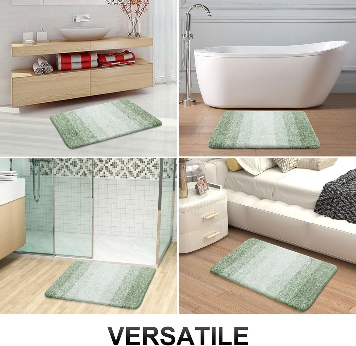 OLANLY Bathroom Rugs Mat 36x24, Extra Soft Absorbent Microfiber Bath Rugs, Rubber Backing, Quick Dry, Machine Washable Bath Mats for Bathroom Floor, Tub and Shower, Home Decor Accessories, Sage Green