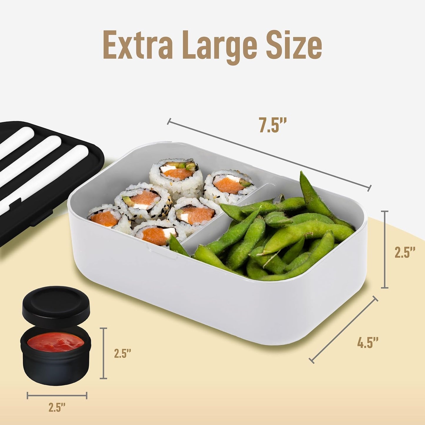Double Premium Bento Box Adult, 67 fl oz BPA-Free - Cream Stackable Lunch Box with Leak-Proof Lids & Dividers, Perfect for Meal Prep, Lunches & Portion Control