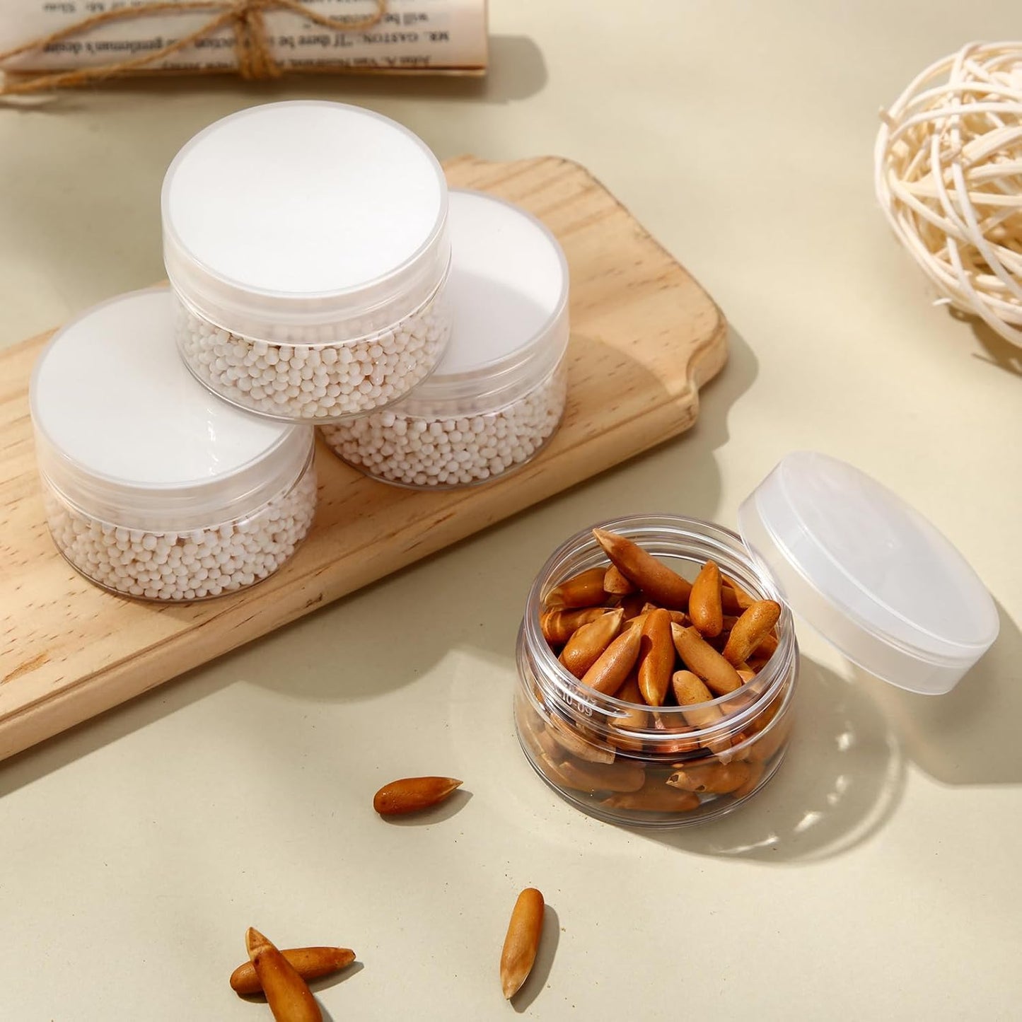 SATINIOR 6 Pack 4 oz Plastic Jars Containers with Lids Wide-mouth Refillable Leakproof Reusable Round Empty Jars for Travel Cosmetic Dry Food Spice Candy Cookie Home Kitchen Organizing (Clear)