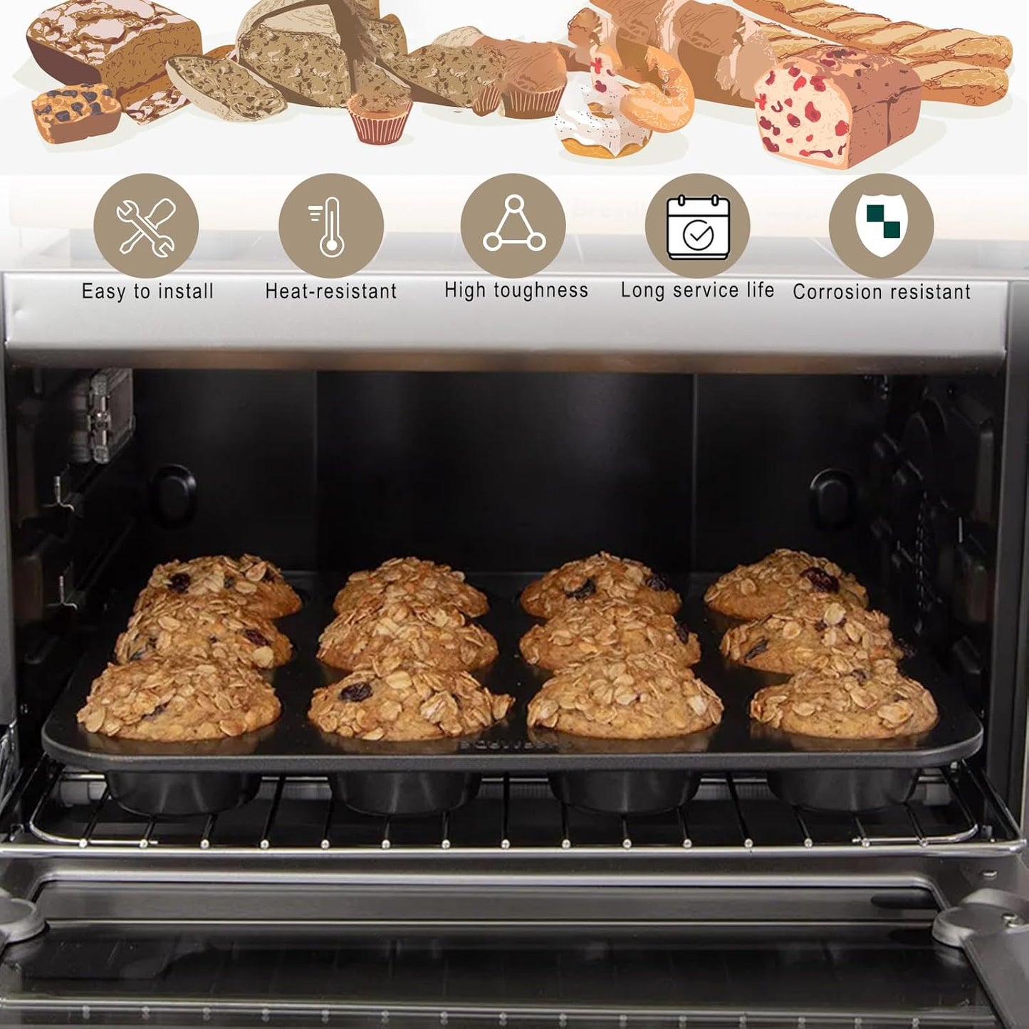 Atgestore SP0002651 Oven Rack Replacement for Breville BOV800XL Plus BOV810BSS Pro BOV845BSS Smart Oven Parts Breville Toaster Oven Baking Rack Stainless Steel Oven Wire Rack Cooling Racks 2 Pcs