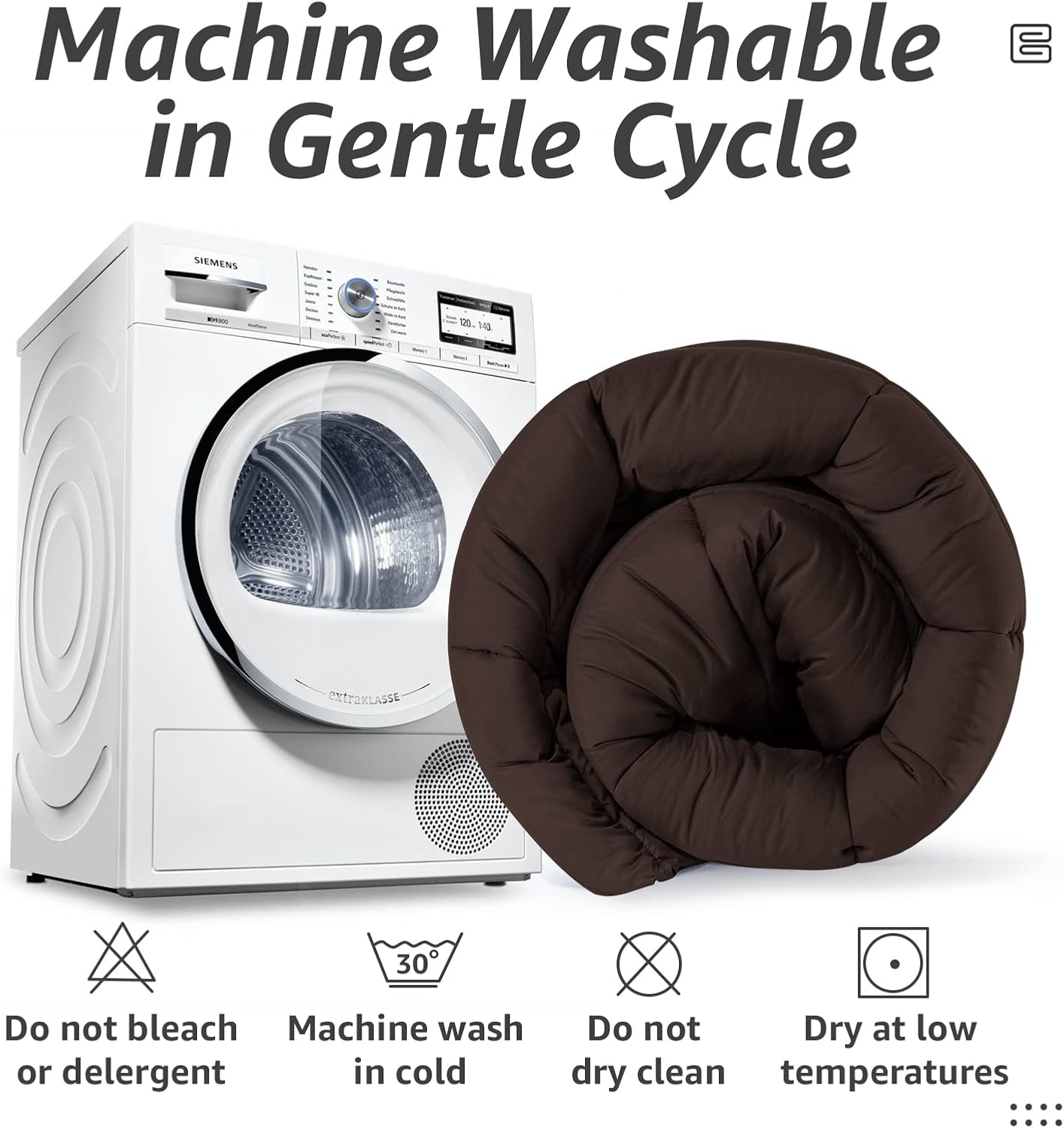 HYLEORY All Season Full Size Bed Comforter - Cooling Down Alternative Quilted Duvet Insert with Corner Tabs - Winter Warm - Machine Washable - Brown