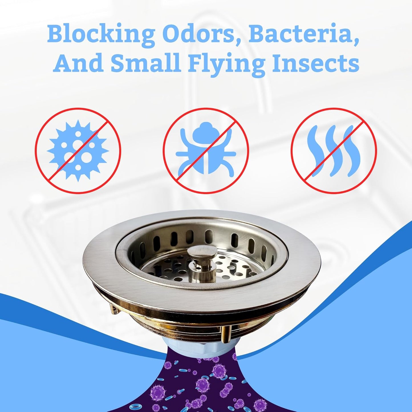 Metal World BS10101BN Post Style Sink Strainer, 3-1/2" Metal Kitchen Strainer, Cast Brass Body Basket Strainer, Strainer with Stainless Steel Basket, Brushed Nickel Finish 1 Pack