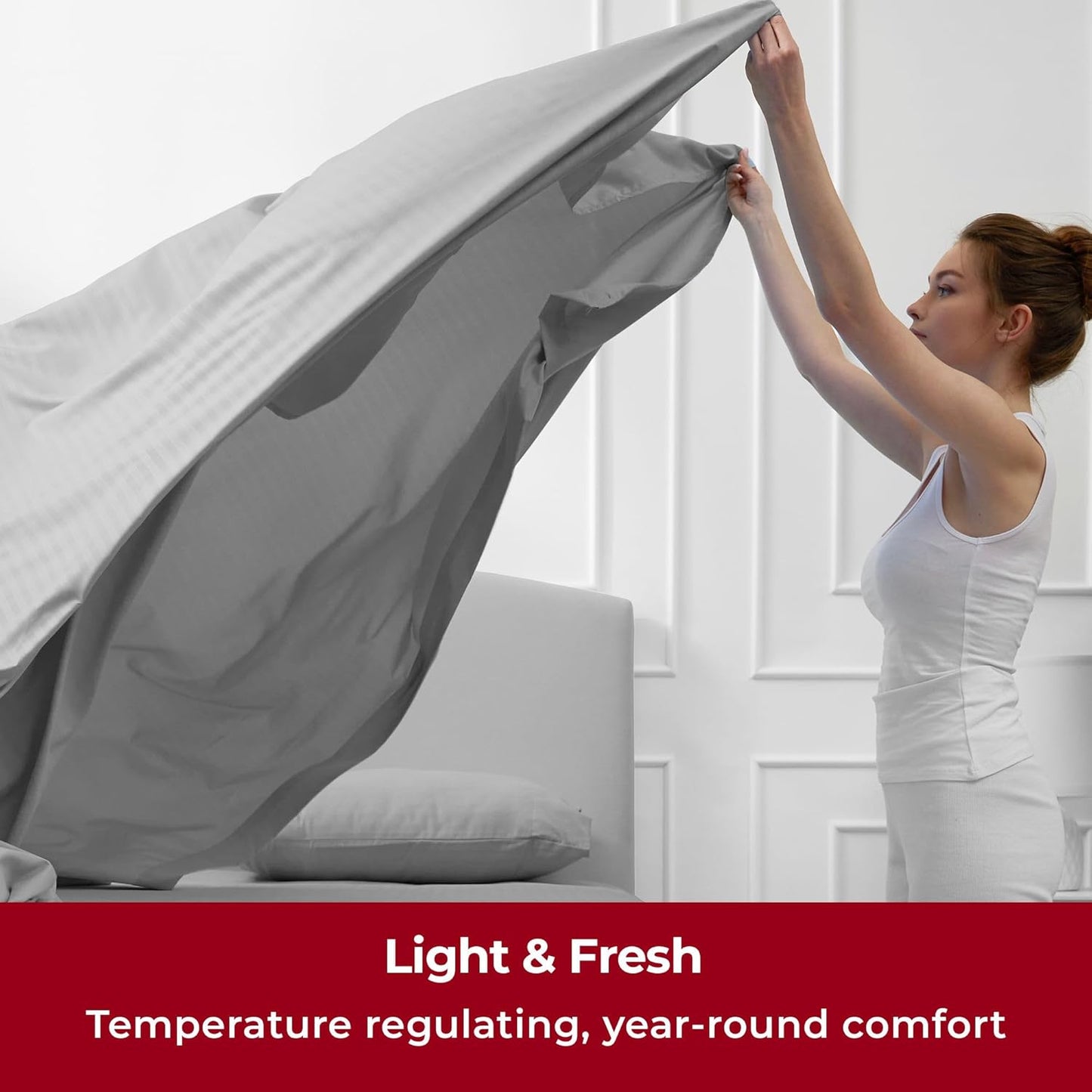 Mellanni Twin Sheets Set - 3 PC Iconic Collection Bedding - Hotel Luxury, Extra Soft, Cooling Bed Sheets - Wrinkle, Fade, Stain Resistant (Twin, Striped Gray/Silver)