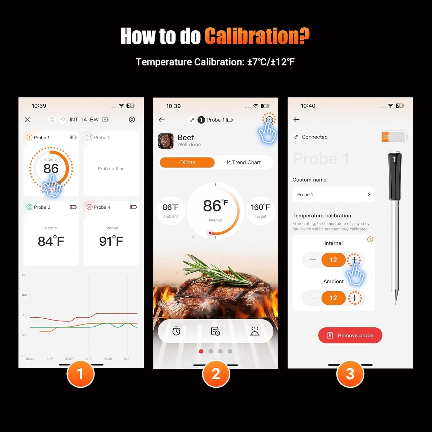 4-Probe WiFi Wireless Meat Thermometer with 360°Readable LCD Standalone Base, WiFi and Bluetooth 5.3 Unlimited Range, IPX8 Waterproof Food Kitchen Thermoemter for BBQ, Grill, Smoker, Oven, Rotisserie