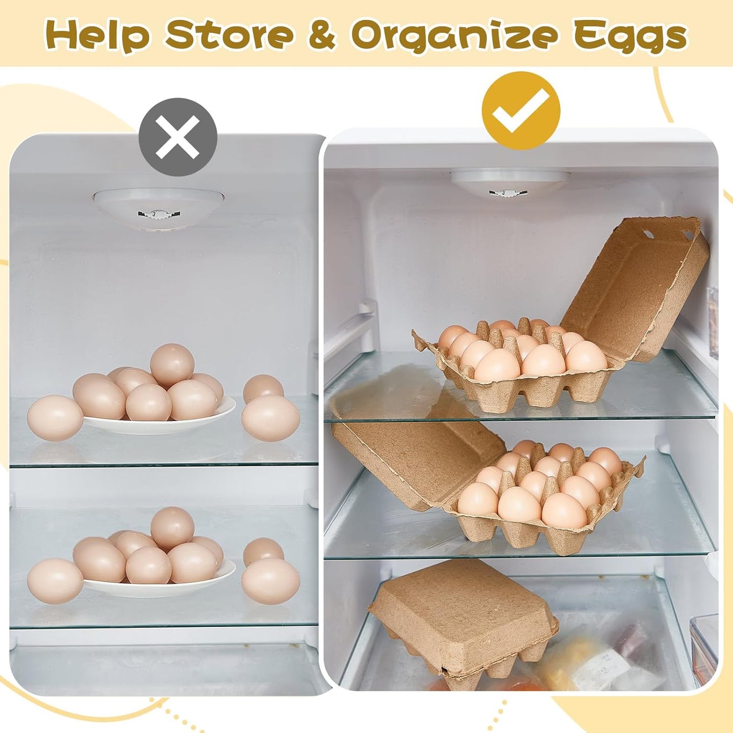 Rtteri 50 Pieces Paper Pulp Egg Cartons 3x4 Style Vintage Blank Egg Cartons for Fresh Duck Quail Storage Kitchen Family Farmhouse