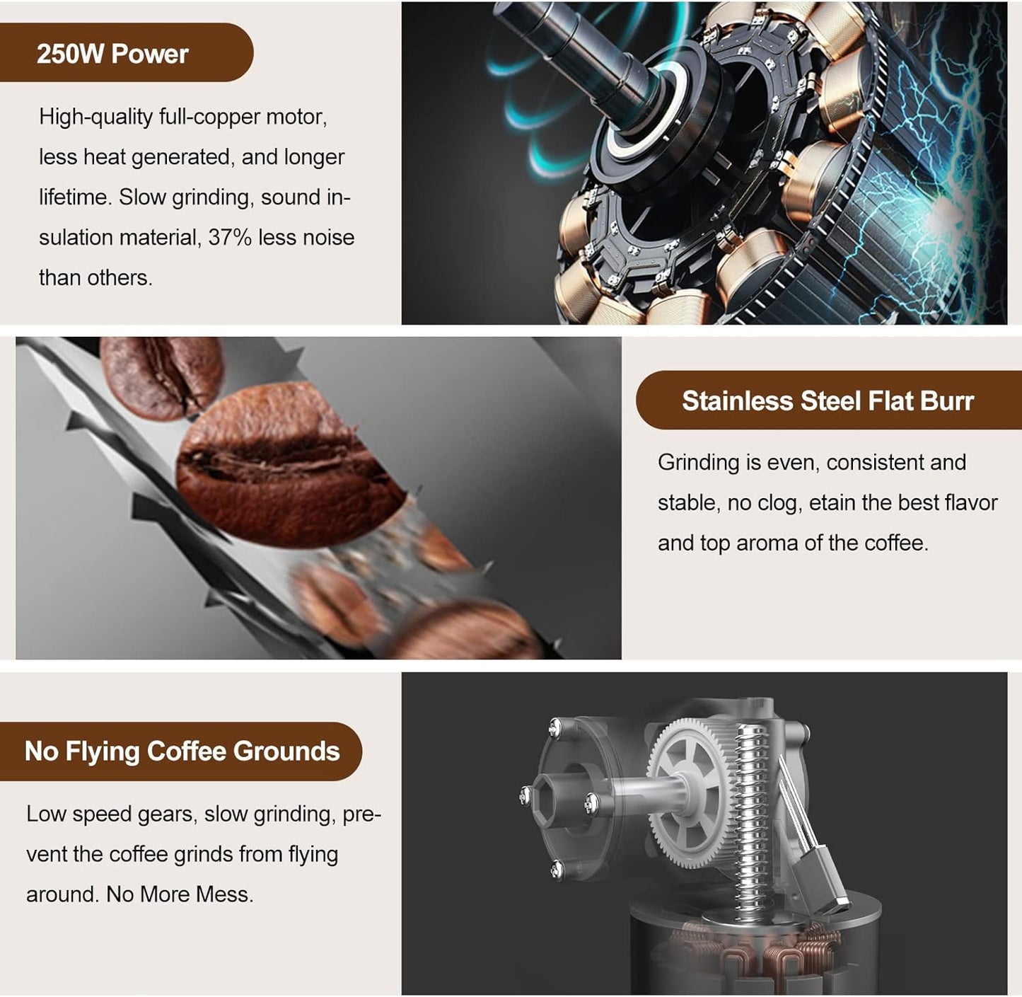 Cold Press Juicer Extractor Fruit Vegetable, Electric Coffee Grinder Burr Fine Coarse Grind for Beans Nuts, Celery Beet Carrot Wheatgrass Ginger Slow Juicer Machines Quiet BPA Free Easy To Clean