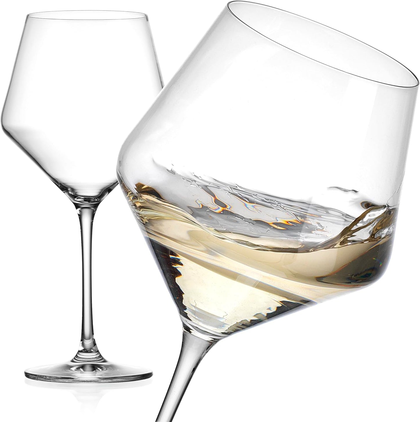 Wine Glasses,White Red Wine Large Glasses Set of 4,Lead-Free Premium Crystal Clear Glass,Hand Blown Italian Style Burgundy Long Stem Wine Glasses,Great Gift Packaging(23oz,4pack)