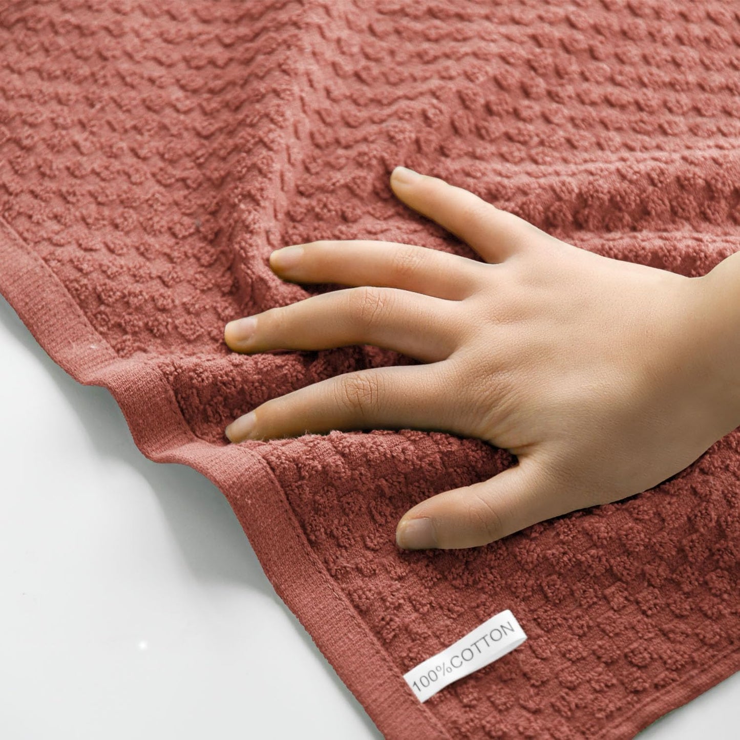 Artoid Mode Ring Spun Cotton Red Dishcloth Kitchen Towels, 12x12 Inch Ultra Soft Absorbent Quick Drying Household Cleaning Kitchen Rags Set of 4