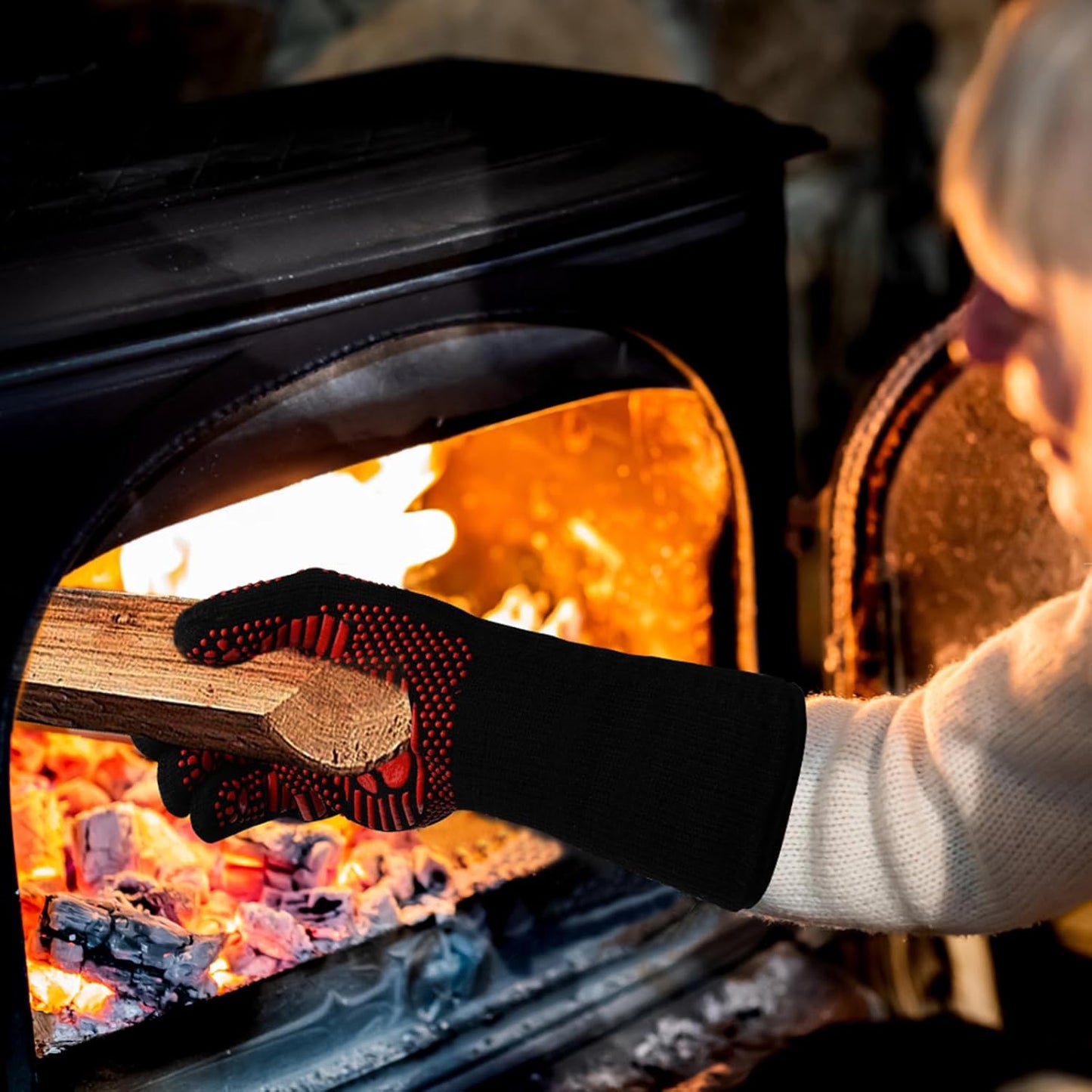 UBeesize Lengthen BBQ Gloves (Bear Paw), 1472°F Heat Resistant Grill Glove, 14 inch Fireproof Oven Gloves for Cooking, Non-Slip Fire Glove for Grilling, Barbecue, Smoker, Baking, Frying