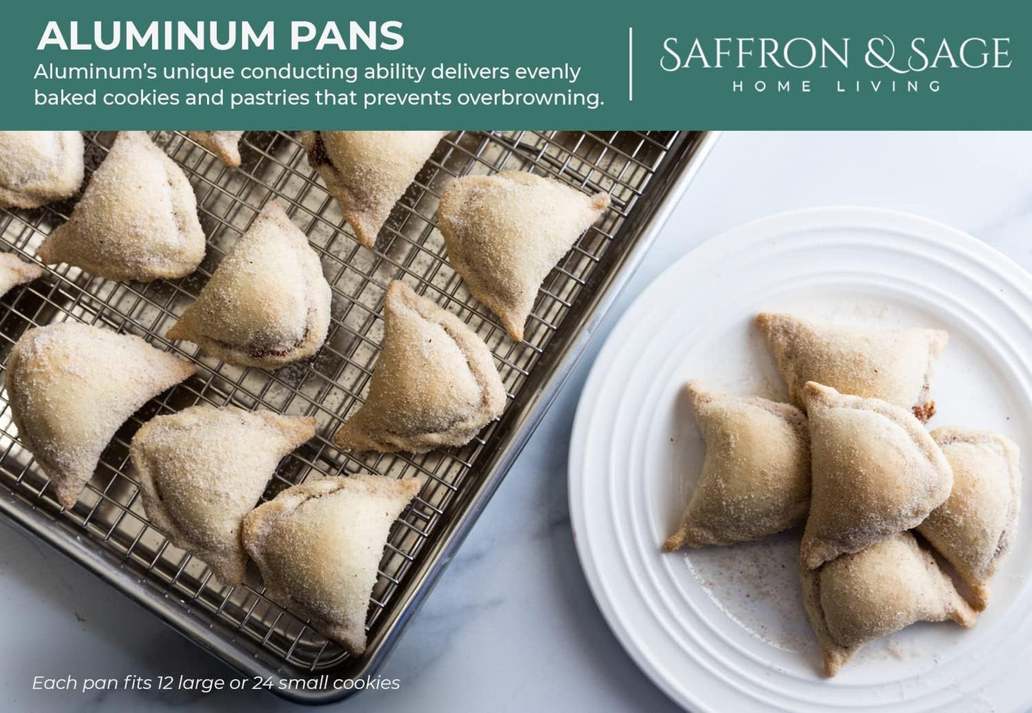 Commercial Quality Cookie Sheet and Rack - Aluminum Half Sheet Baking Pan and Stainless Steel Cooling Rack Set 13x18 Rust & Warp Resistant, Heavy Duty