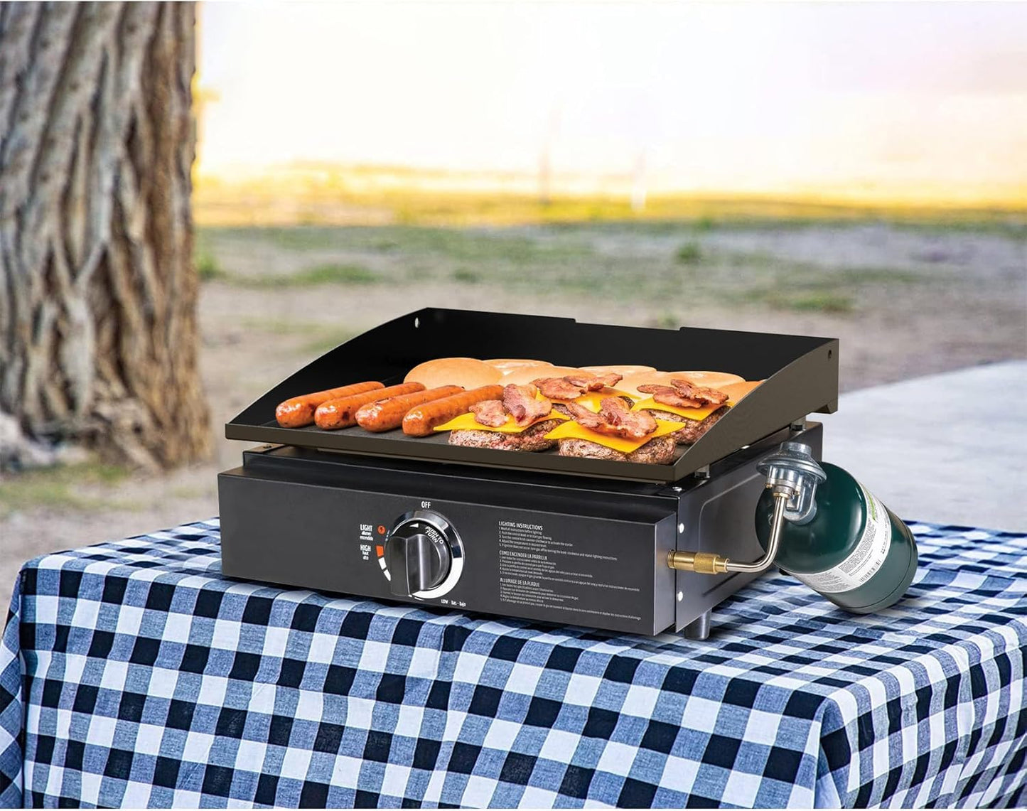 Stanbroil 17 Inch Flat Top Griddle Replacement Top for Blackstone 17" Tabletop Griddle Station, Ceramic Coated Steel Griddle Top Replacement with Rear Grease System, Black