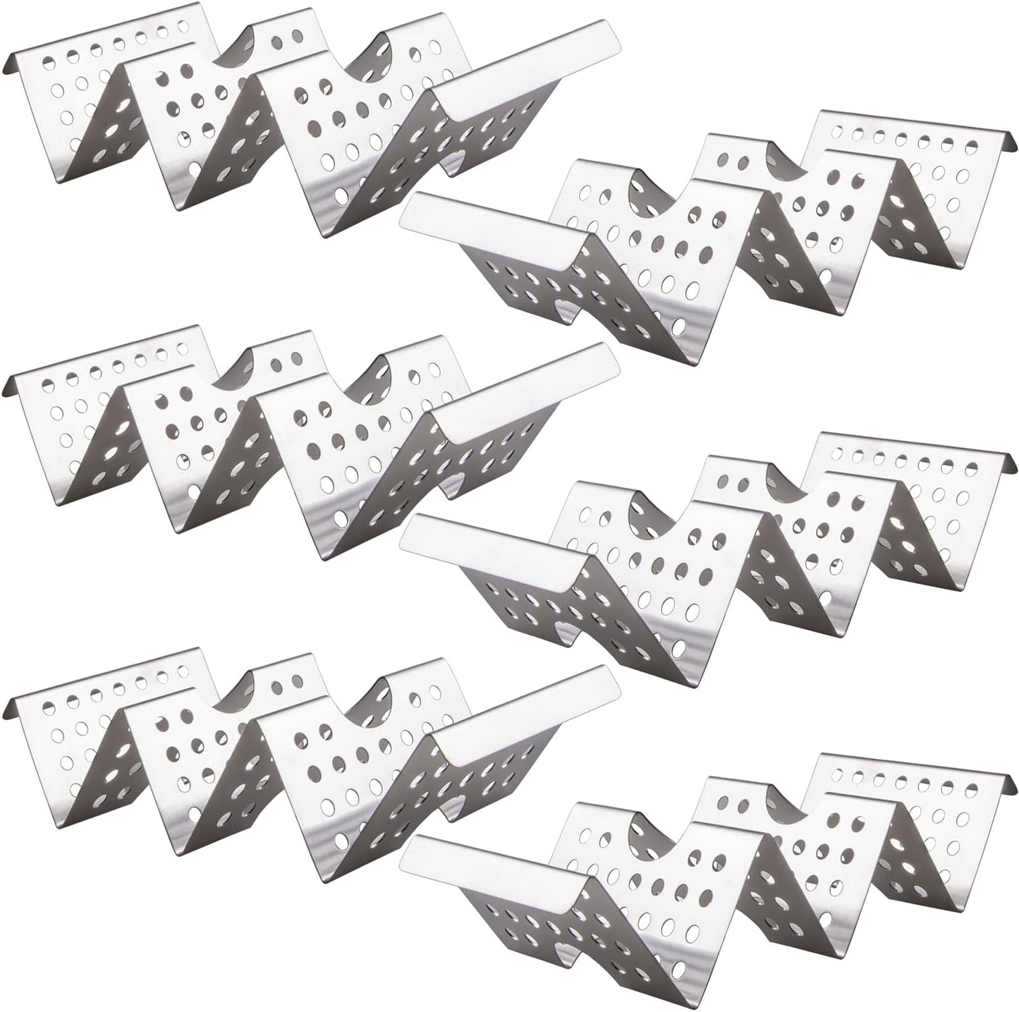 Taco Holders Set of 6 - Stainless Steel Taco Stand Rack Tray Style, Taco Rack Holds Up to 3, Oven Taco Holders Safe for Baking, Dishwasher and Grill Safe