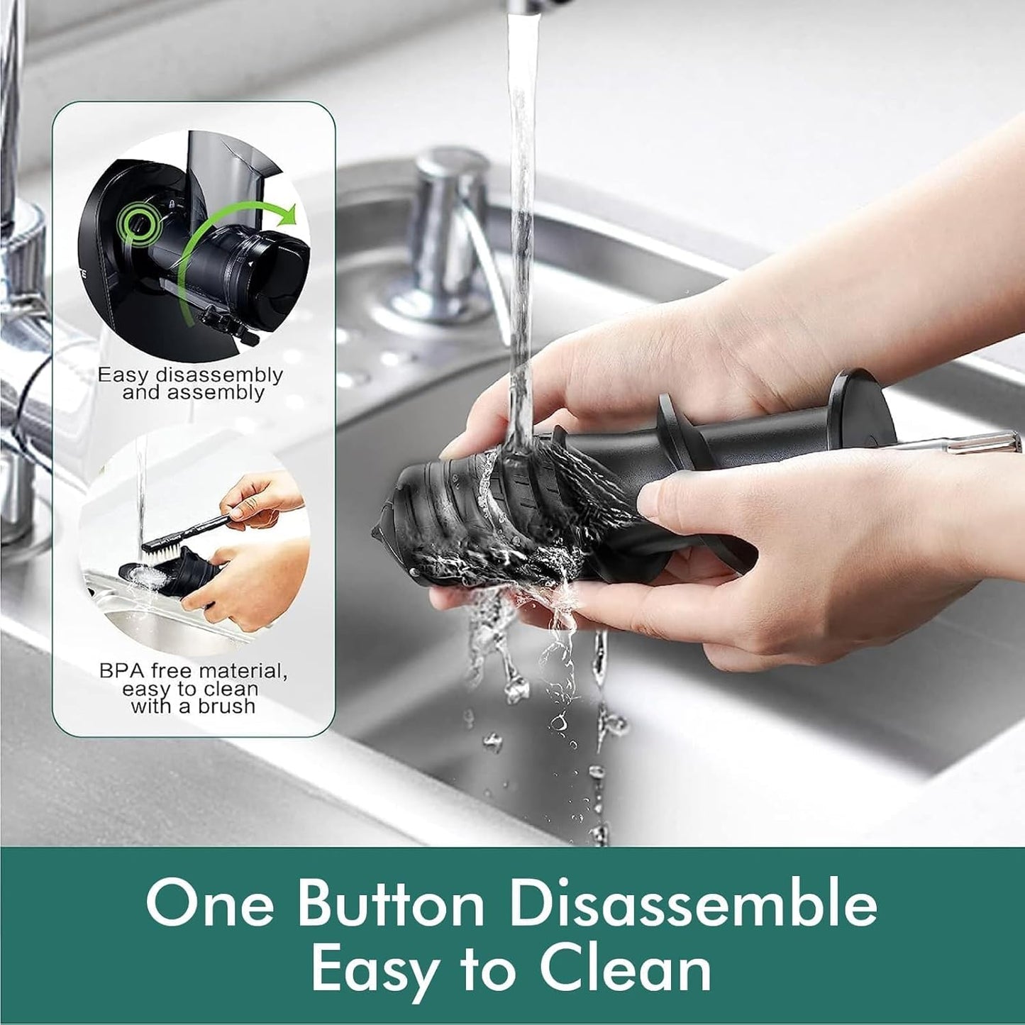 SiFENE Cold Press Juicer Machine, Dual 3" Wide Mouth Slow Masticating Juicer, Anti-Clog Function, Extracts Wheatgrass & Fruit Juice, Easy to Clean, BPA Free for Vegetable and Fruit Juicing, Black