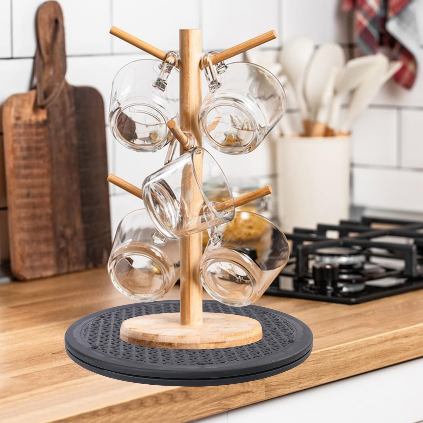 6 Pack 12 Inch Lazy Susan Turntable, Heavy Duty Lazy Susan Turntable Organizer, Premium 12 Inch Rotating Swivel Stand for Table Top, Kitchen, and More