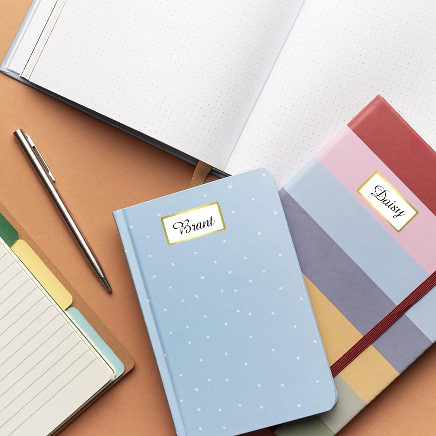 600 Golden Border Removable Freezer Labels Water Oil Resistant with Perforation Line for Food Containers Jars Pantry Organization (Ink Quick-Dry,1” x 2”)