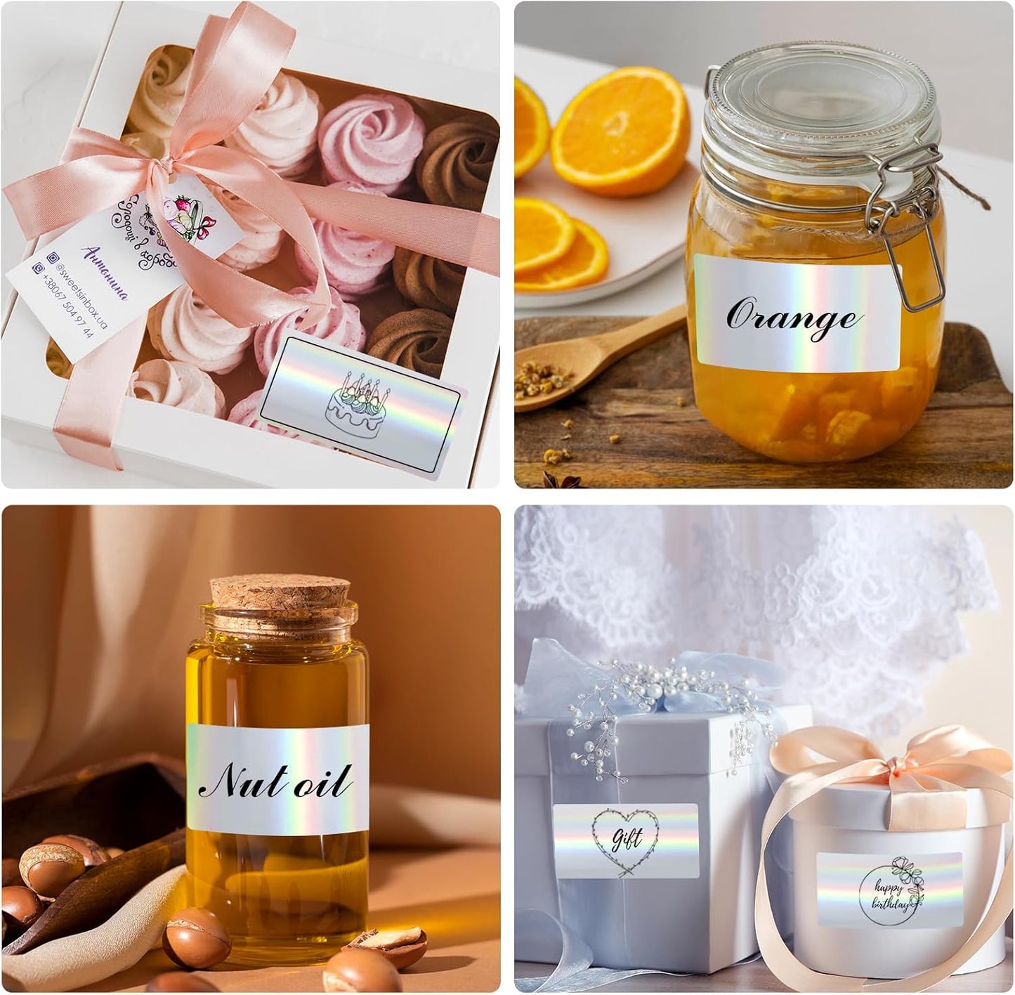 2x4 Inch Holographic Thermal Labels, Silver Direct Thermal Stickers Label, Self-Adhesive Glitter Thermals Printer Sticker Labels, Perforation Line Design- 200Pcs/ 1 Roll