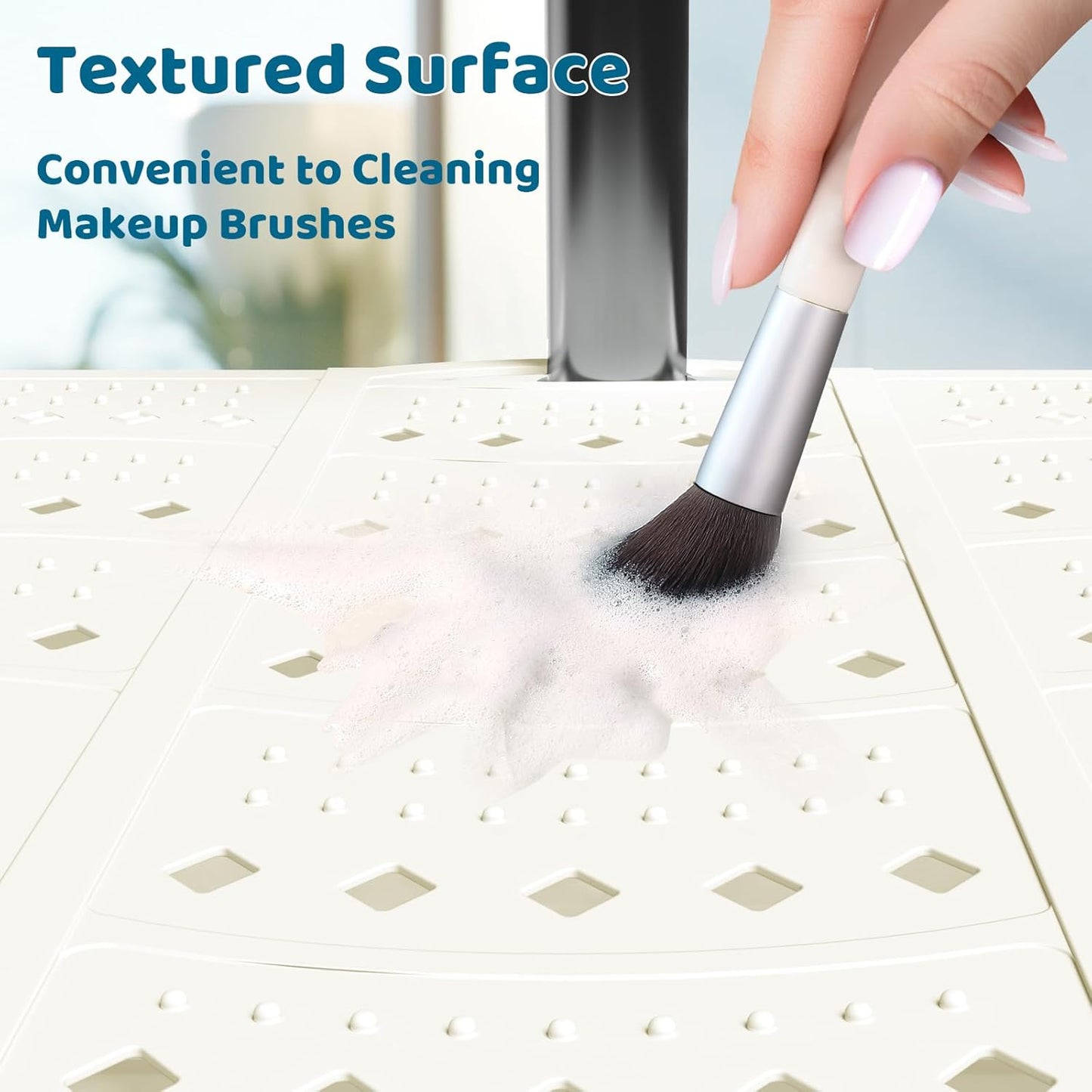 Bathroom Sink Cover for Counter Space, Sink Mat Foldable Sink Cover, Silicone Makeup Organizer Mat Space Saver, Small Bathroom & Rv Camper Travel Must Haves Accessories, Pearl