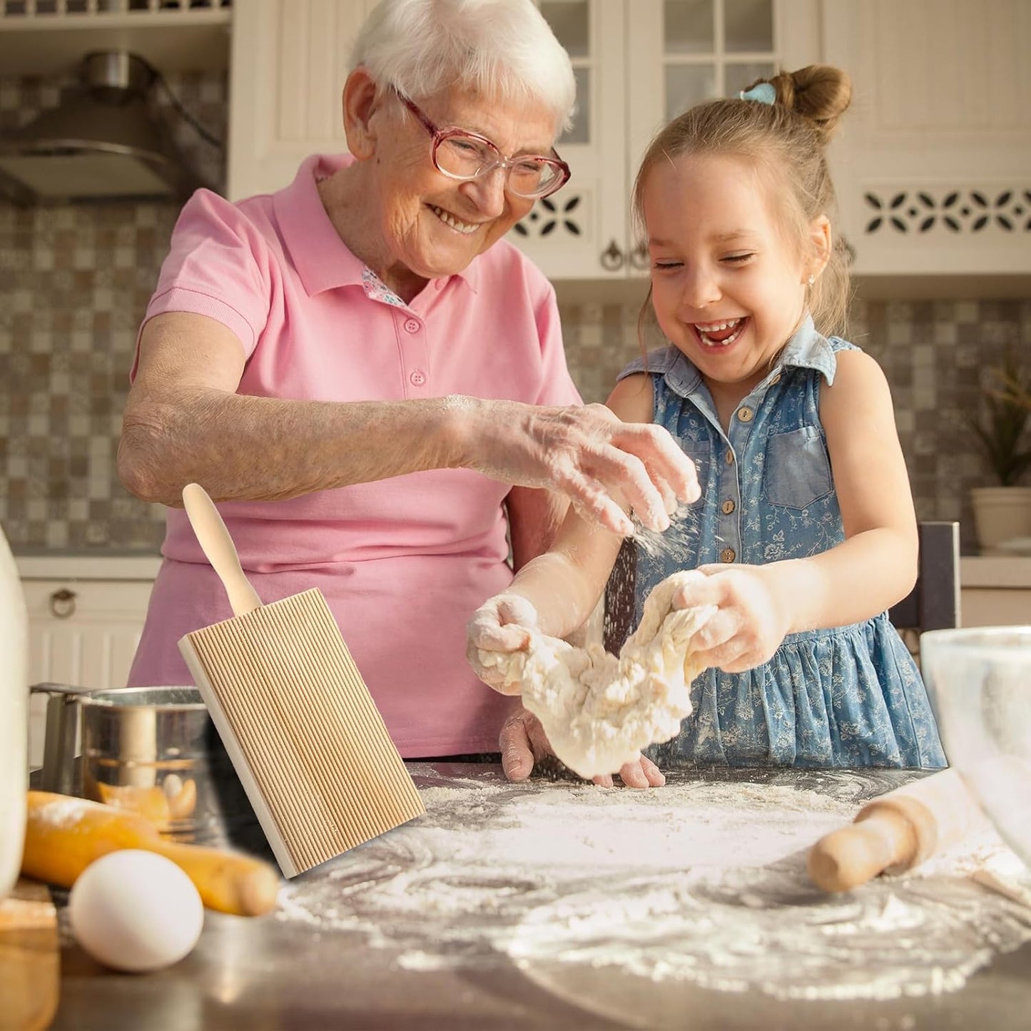 Gnocchi Boards and Ravioli Rolling Pin, Wood Gnocchi Pasta Making Tools Curved Gnocchi Board Paddle Roller for Homemade Pasta for Pasta Lovers Baking
