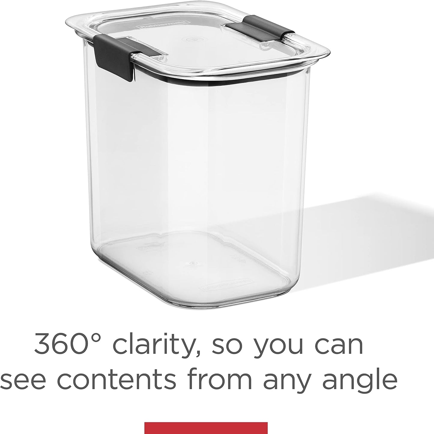 Rubbermaid Brilliance Food Storage Container, 16-Cup, Airtight | Clear/Grey | For Pantry Organization | Pack of 2