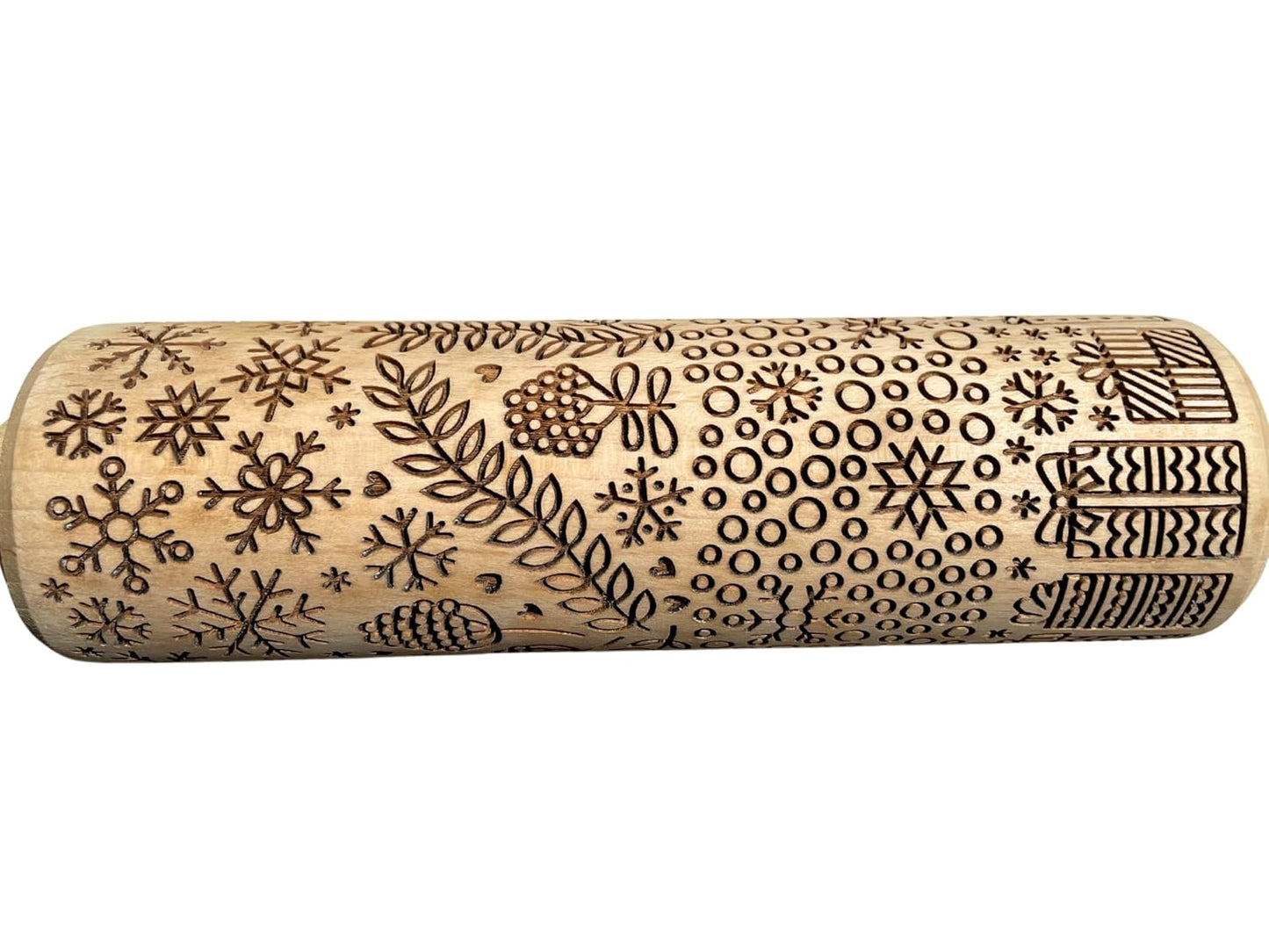 CHRISTMAS PRINTS Embossing Rolling Pin. Laser Engraved Dough Roller for Embossing Homemade Christmas Cookies by Algis Crafts