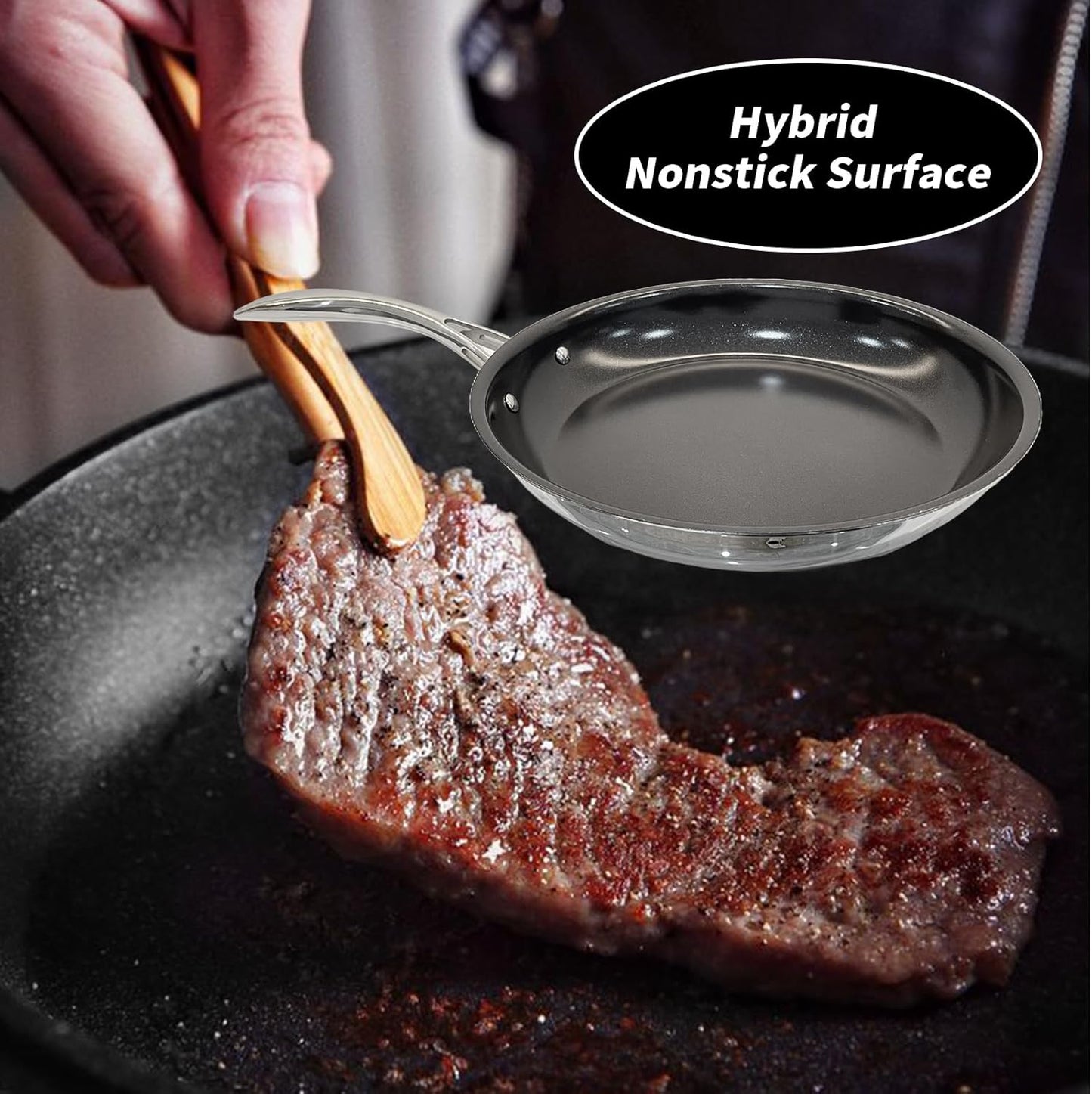 12" Nonstick Ceramic Frying Pan with Lid - PFOA & PTFE-Free, Oven & Broiler-Safe - Thick 2.5mm Four-Layer Construction, Anti-Scalding Handle for All Stovetops (Induction/Gas etc)