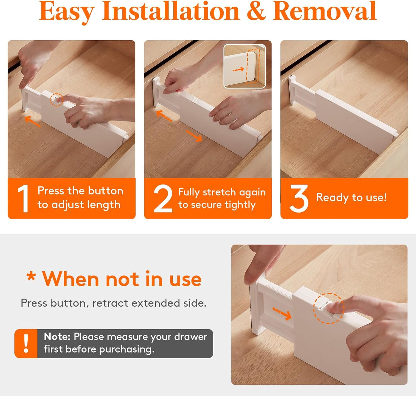 Lifewit 16 Pack Drawer Dividers 4" High, 11-17" Adjustable Drawer Organizers for Clothes, Expandable Dresser Separators in Bedroom/Bathroom/Kitchen/Fridge/Office Organization and Storage, Beige