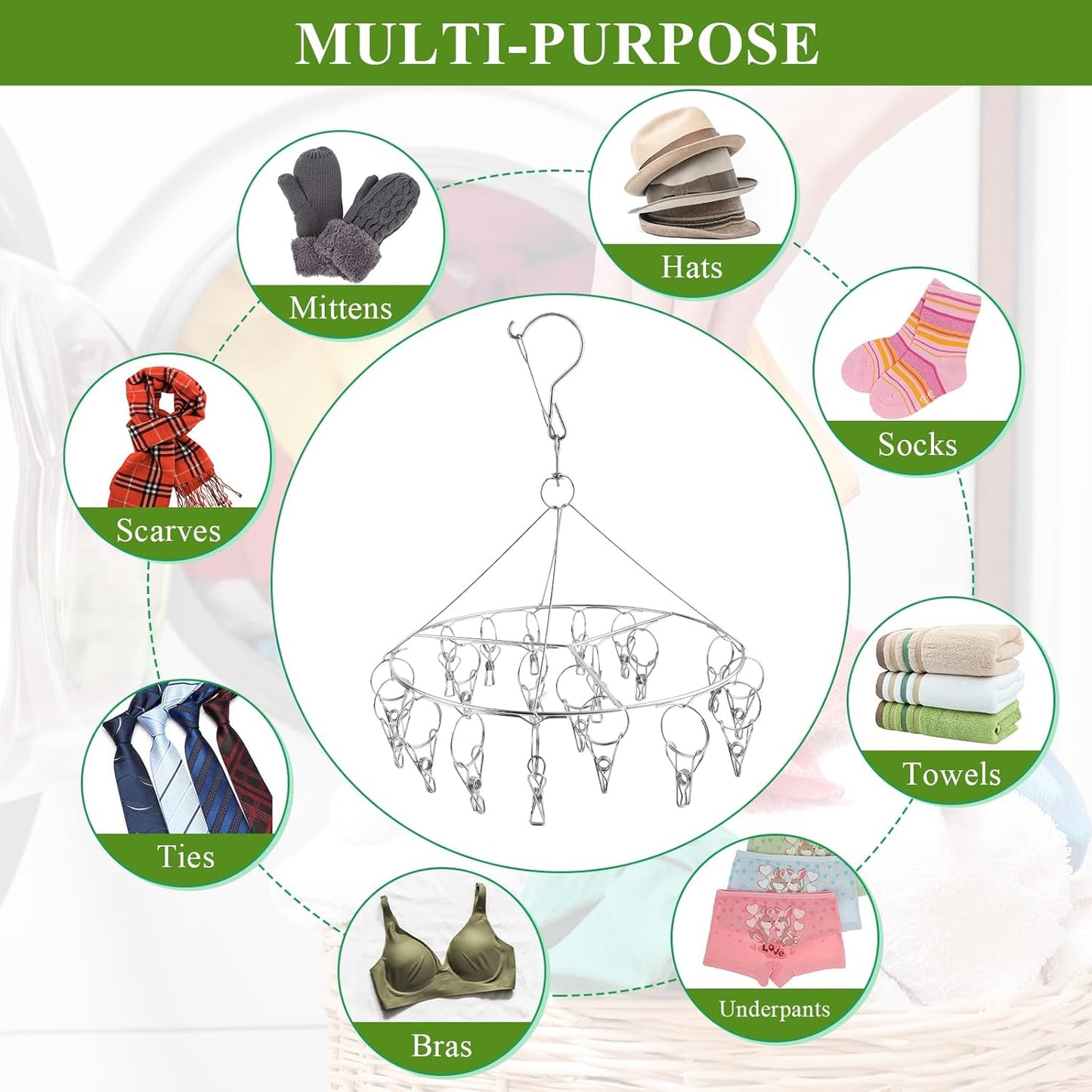 4Pcs Hanging Herb Drying Rack for Herb, Stainless Steel Herb Drying Rack with 20 Hooks, Flower Drying Rack for Herbs, Space Saving Herb Dryer for Fresh and Aromatic Herbs(Round), RHB-001