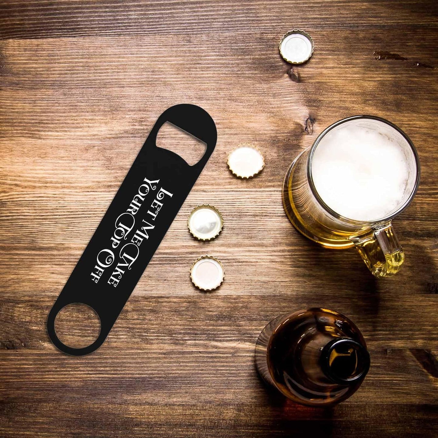 Take Your Top Off Stainless Steel Bottle Opener Funny Saying Quotes Black Flat Beer Bottle Opener Keychain for Home Kitchen Bar Restaurant Party Birthday Gift