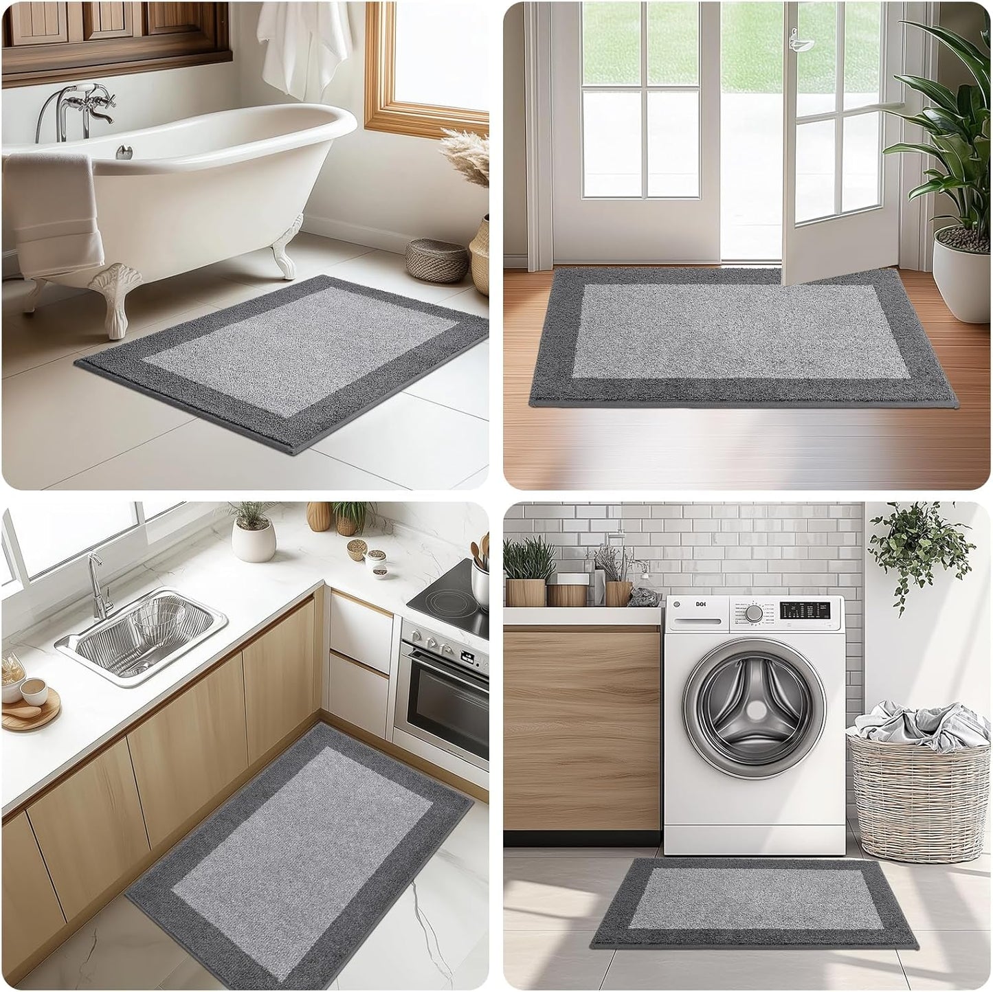 Machine Washable Kitchen Rug 24" x 84", Non Slip Kitchen Mat for Floor, Absorbent Entrance Runner Rug for Bedroom, Hallway, Bathroom, Door (Roll Packing)