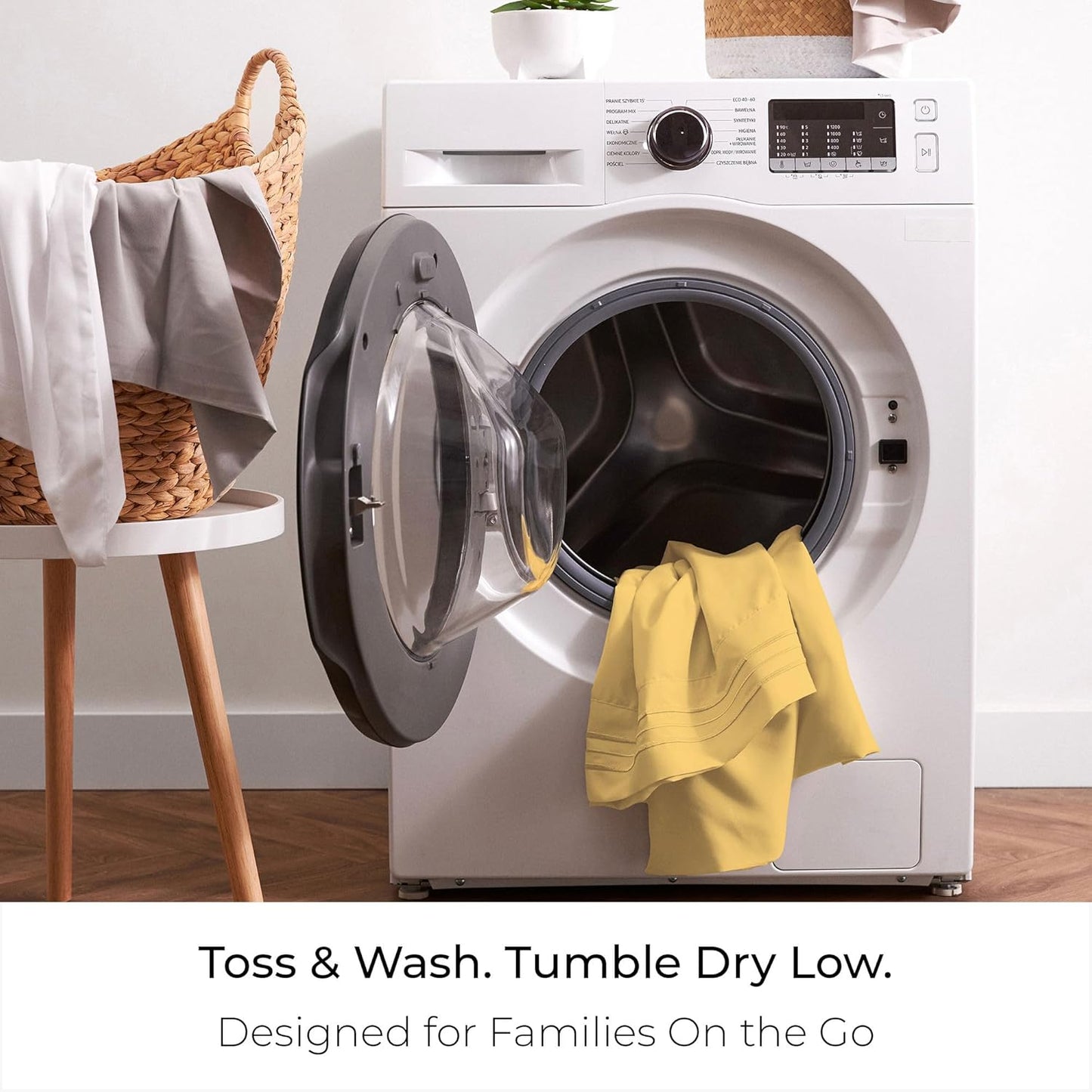 Mellanni Full Sheets Set - 4 PC Iconic Collection Bedding - Hotel Luxury, Extra Soft, Cooling Bed Sheets - Wrinkle, Fade, Stain Resistant (Full, Yellow)