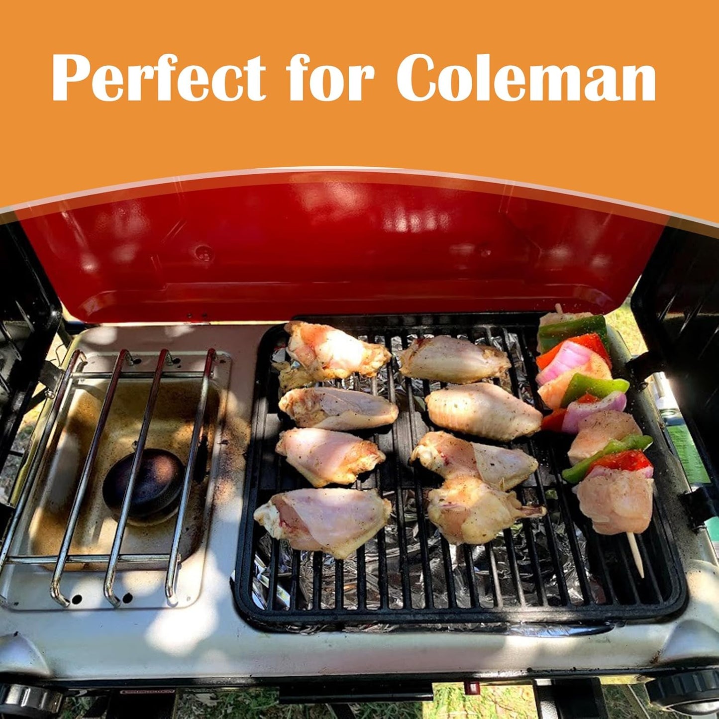 Grill Grates for Coleman 2-in-1 Camping Grill, Cooking Grid for Coleman 2 Burner Propane Stove, Fits Coleman Classic 2-Burner 2000020929 2000020925 2157480 2000038016 Propane Stove Replacement Parts