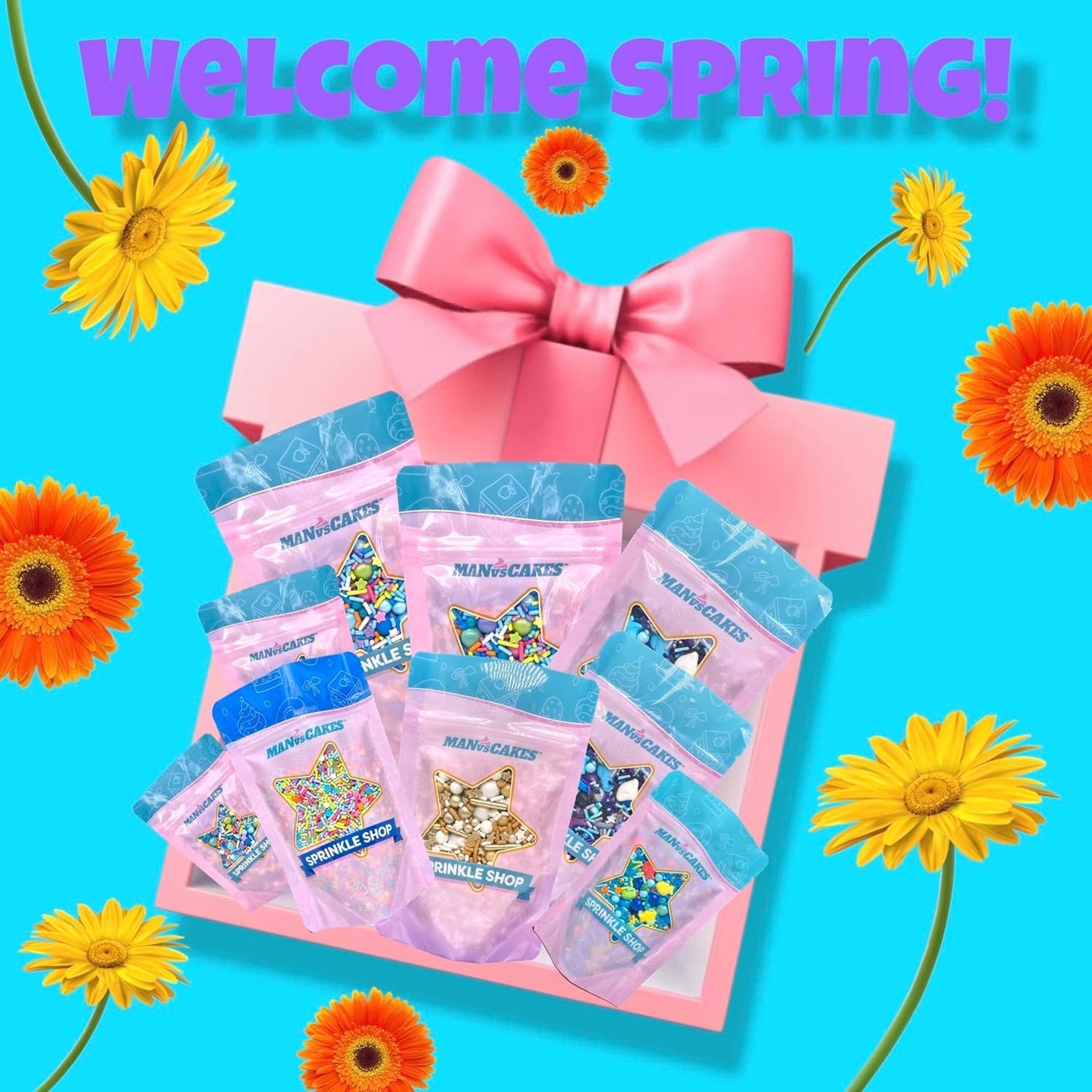 Manvscakes Sprinkles- Edible Cake and Cupcake Sprinkles with Assorted Shapes and Sizes for Parties, Metallic Sprinkle Mix for Cookies, Ice Cream, Cake and Cupcake Decorating, 4 oz (Pastel Easter)