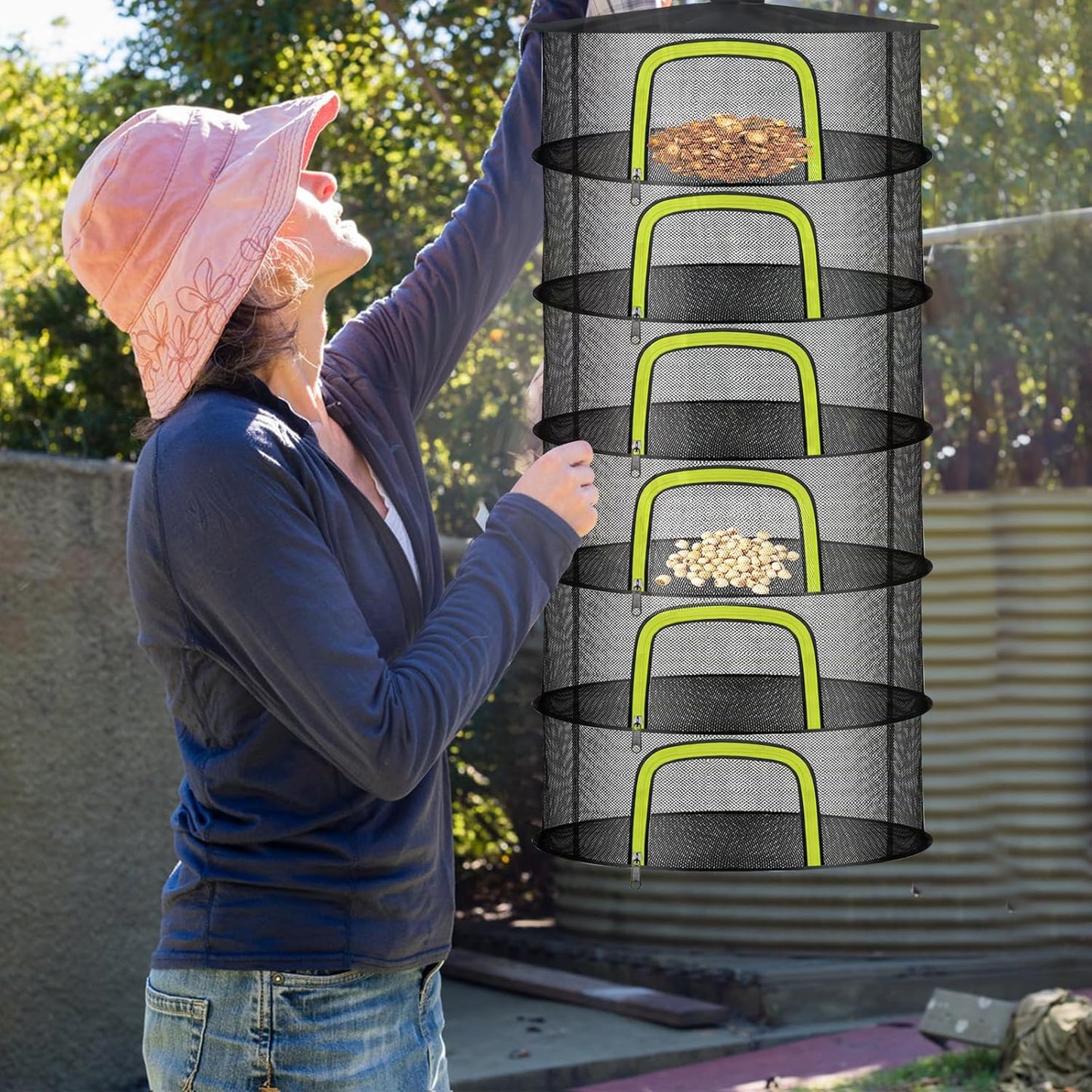 6 Layer Herb Drying Rack, Herb Drying Rack Hanging Mesh, Foldable Plant Drying Net With U-Shaped Zipper, Garden Shears, Hooks, For Drying Herbs Plants, Flowers, Fruits, Food, Clothes(6 Layers-23.62'')