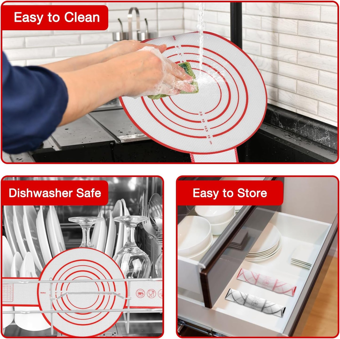 Silicone Bread Sling Dutch Oven Liners Sourdough Bread Baking Supplies Baking Mat With Extra Long Handles for Transfer Dough Pastry Pizza Non-Stick Reusable Heat Resistant 8.3 Inch 2 Pack