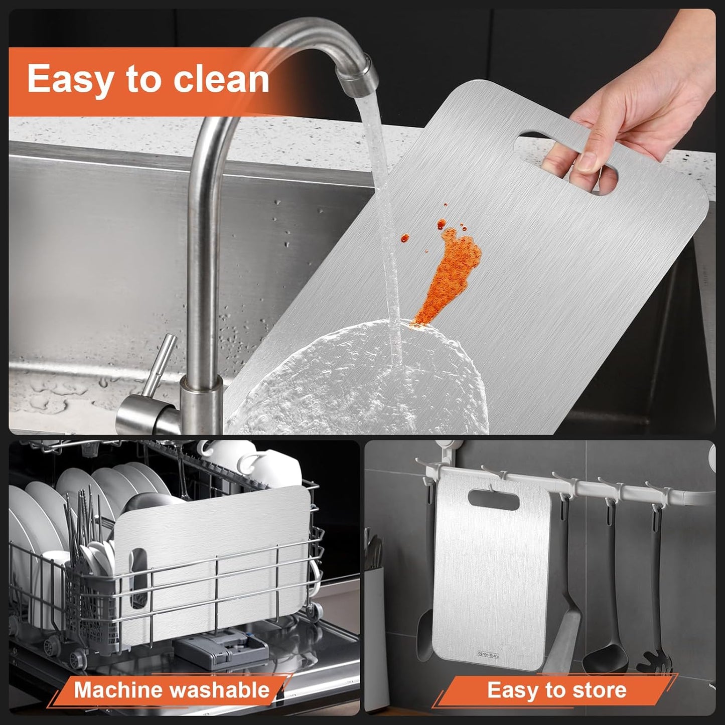 Stron- Dura Cutting Board - 304 Food Grade Stainless Steel Cutting Boards for Kitchen- for cutting Meat, Fruit, Vegetables, Outdoor or Indoor 11.5" X 8" (1, Small)