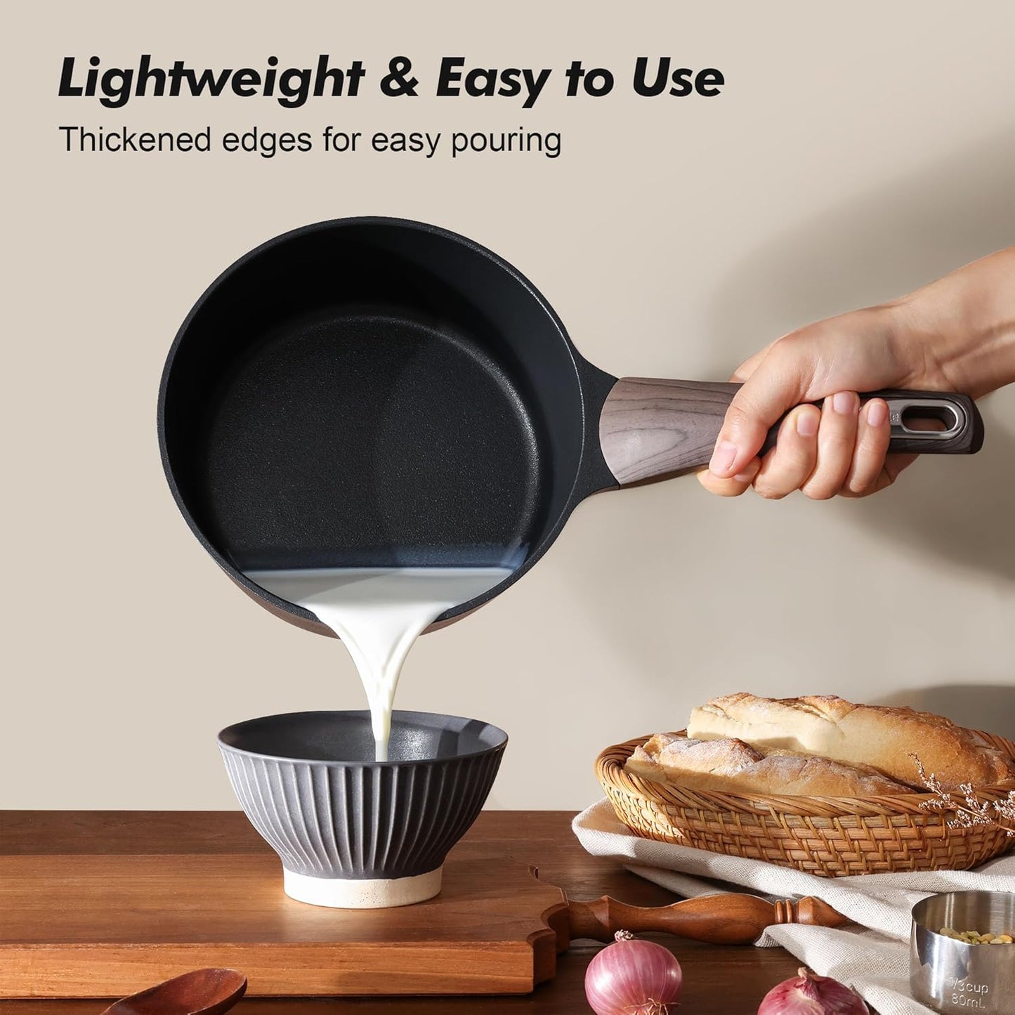 SENSARTE Nonstick Sauce Pan with Lid, 2.0 Quart Small Saucepan, Multipurpose Cooking Pot with Stay Cool Handle, Non toxic Kitchen Sauce Pot, Non stick Small Pot, Induction Comptable, PFOA Free