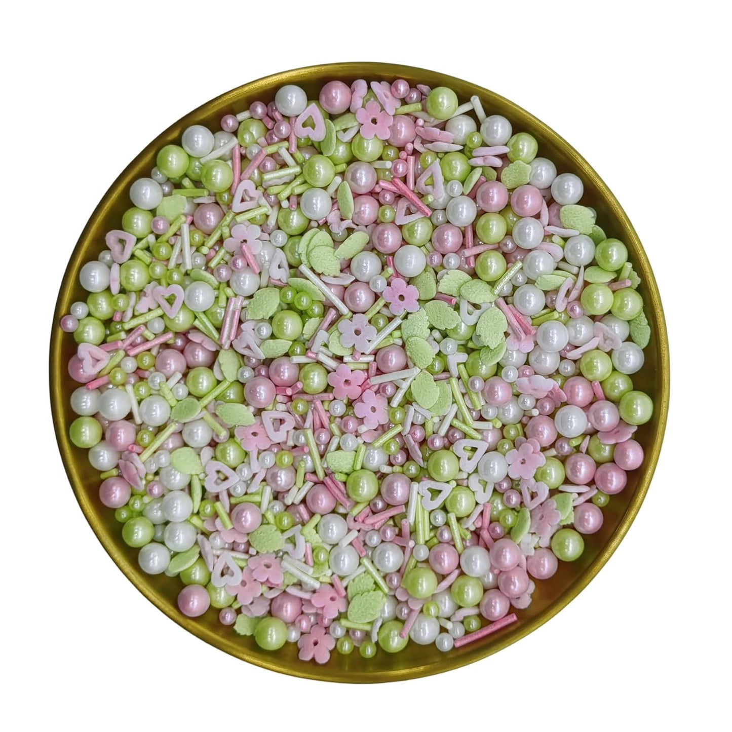 Flower Sprinkles Candy Mix Size Edible Pearls Cake Decorations Cupcake Toppers Cookie Decorating Perfect for Wedding Party Valentine Halloween Christmas Supplies 4.58OZ