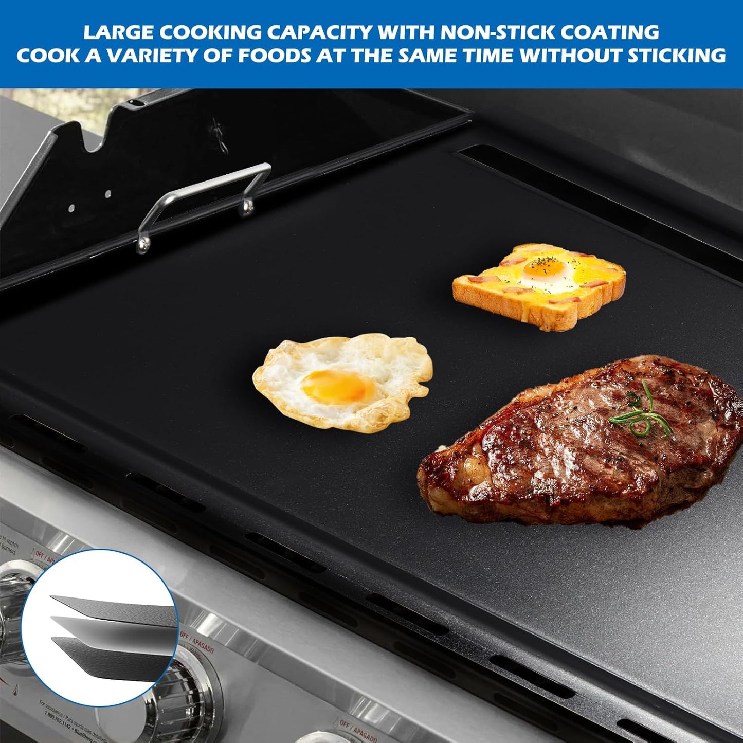 6789 Full Size Griddle Inserts for Weber Genesis II 400 Series Flat Top Grill Plate with Handles for Weber Genesis II E-410 S-410 E-435 S-435 LX E/S-440