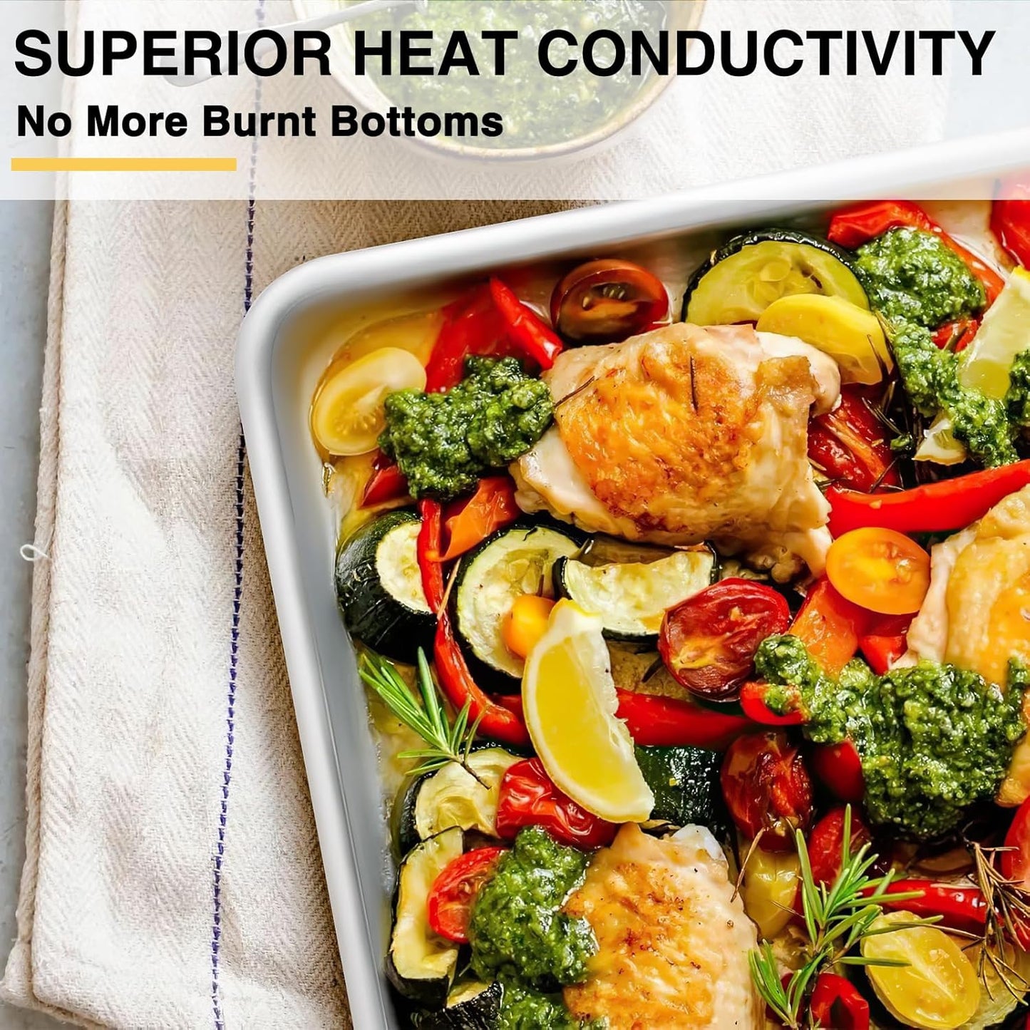 Commercial Quality Baking Sheet Pan Set, Natural Aluminum Cookie Sheet, Umite Chef Encapsulated Galvanized Steel Rim Warp Resistant Baker's Quarter Sheet Pan, Cookie Tray Pans for Baking, Roasting