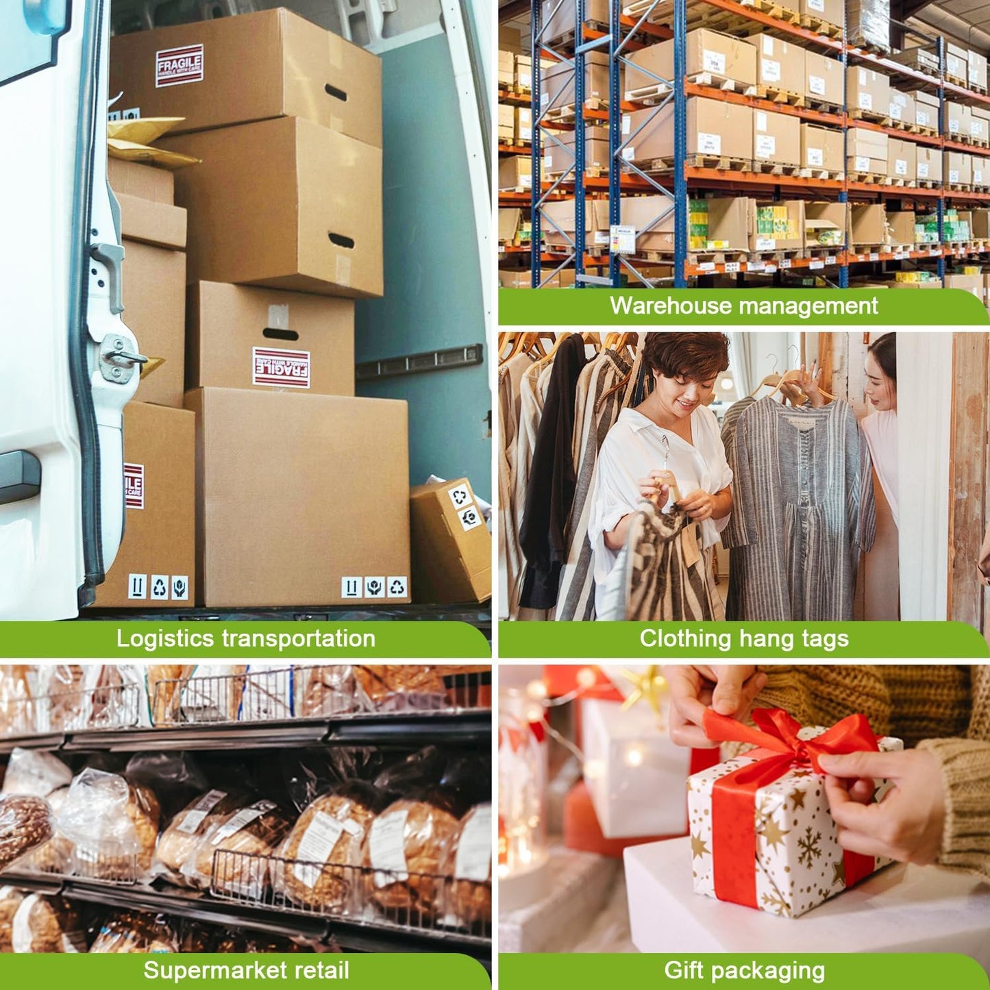 Compatible 2" x 1" Direct Thermal Labels Replacement for Barcodes Postage Address Shipping Compatible with Rollo & Zebra Desktop Printers Adhesive & Perforated (24 Rolls, 1300 Labels/Roll)