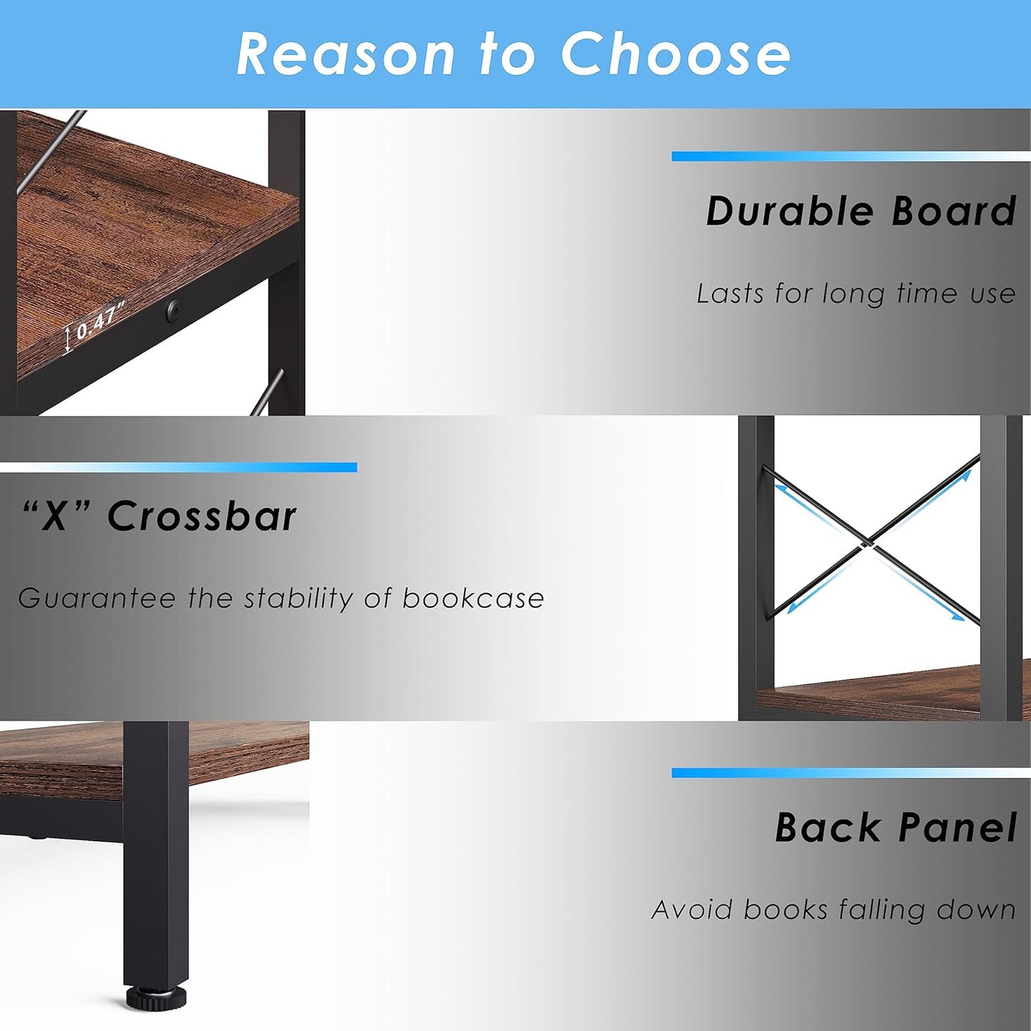 6-Shelf Corner Bookshelf, Vintage Industrial Corner Shelf Etagere Bookcase, Large Book Shelf with Metal Frame Open Storage Corner Cabinet (Brown-Lockers)