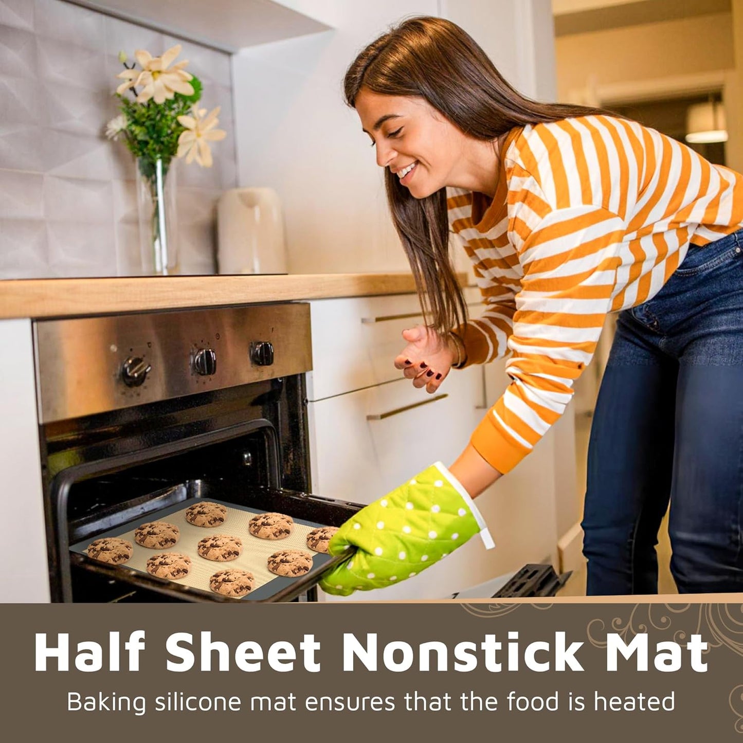 4 Pack Silicone Baking Mat Nonstick 2 Half and 2 Quarter Size - 1/4 Silicone Cookie Sheets for Baking Macaron Cookie Set of 2-2 Pack Thick Heavy Duty Reusable Mats Half Sheet for Kitchen Counter