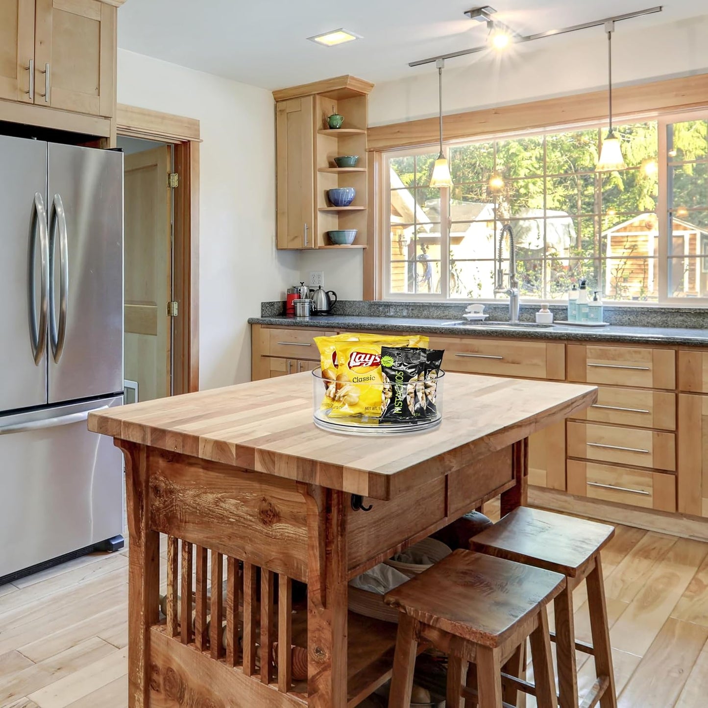 Sorbus 9 Inch Clear Lazy Susan Organizer Set, 1 Tall Turntable Organizer for Spice Organization for Cabinet, One 2 Tier Lazy Susan for Kitchen, Home, Office, Closet, Laundry Room Organization