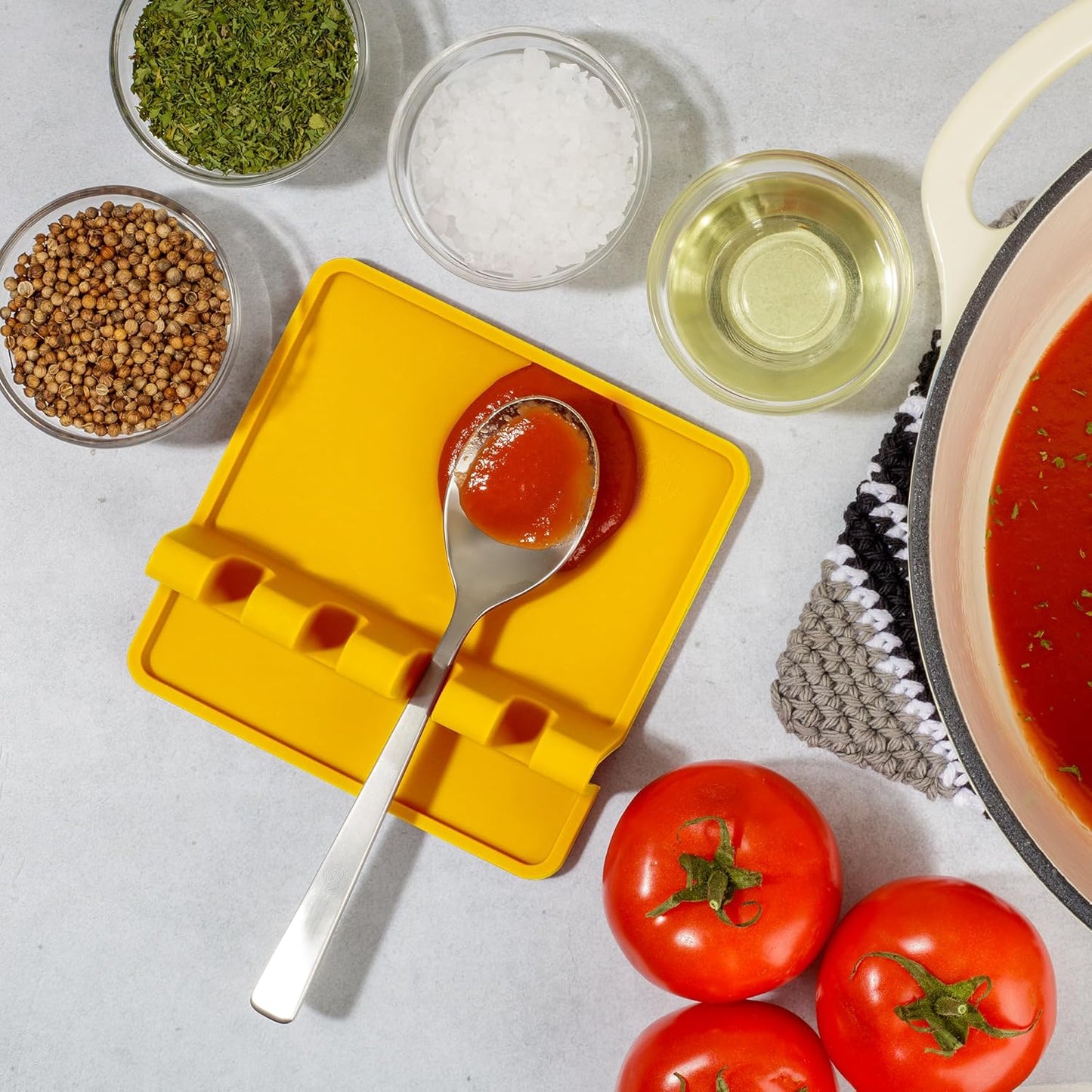 Zulay Kitchen Silicone Utensil Rest with Drip Pad for Multiple Utensils - BPA-Free, Heat-Resistant Spoon Rest & Spoon Holder for Stove Top - Kitchen Utensil Holder for Ladles & Tongs - Yellow