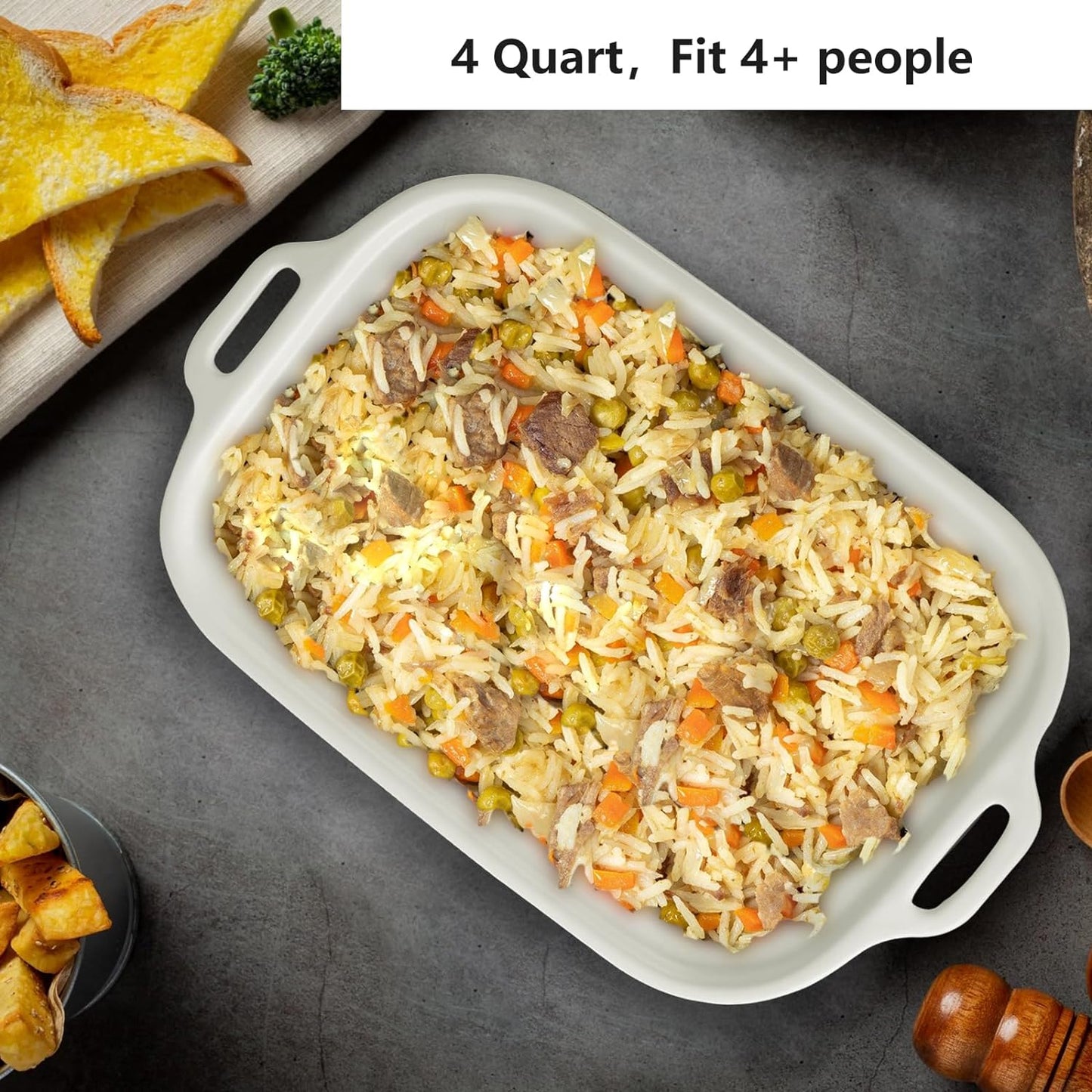 MAGNIFIQUE Small 4 Quart Casserole Programmable Slow Cooker with Ceramic Baking Dish - Perfect Kitchen Small Appliance for Family Dinners, Oven Safe and Durable Bakeware for Lasagna, Roasts (Red)