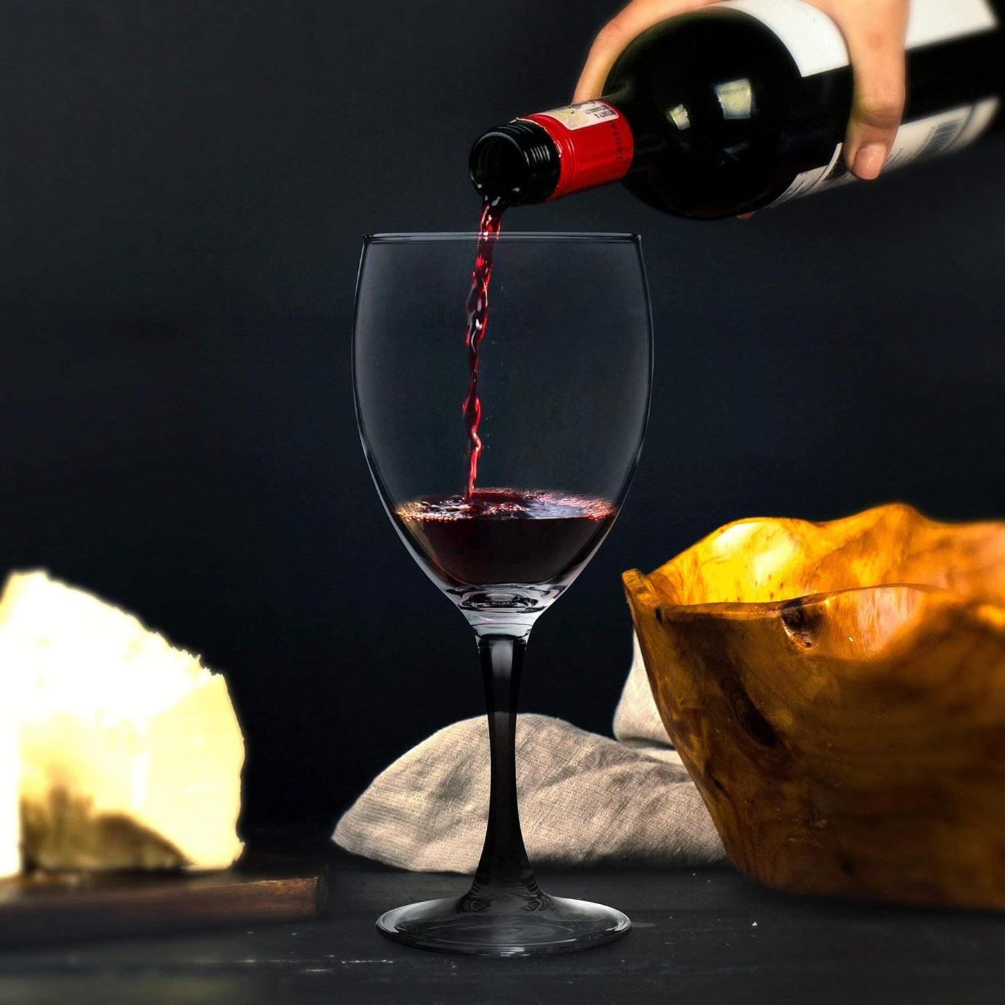 DISCOUNT PROMOS Nuance Wine Glasses by ARC 10.5 oz. Set of 10, Bulk Pack - Restaurant Glassware, Perfect for Red Wine, White Wine, Cocktails - Black