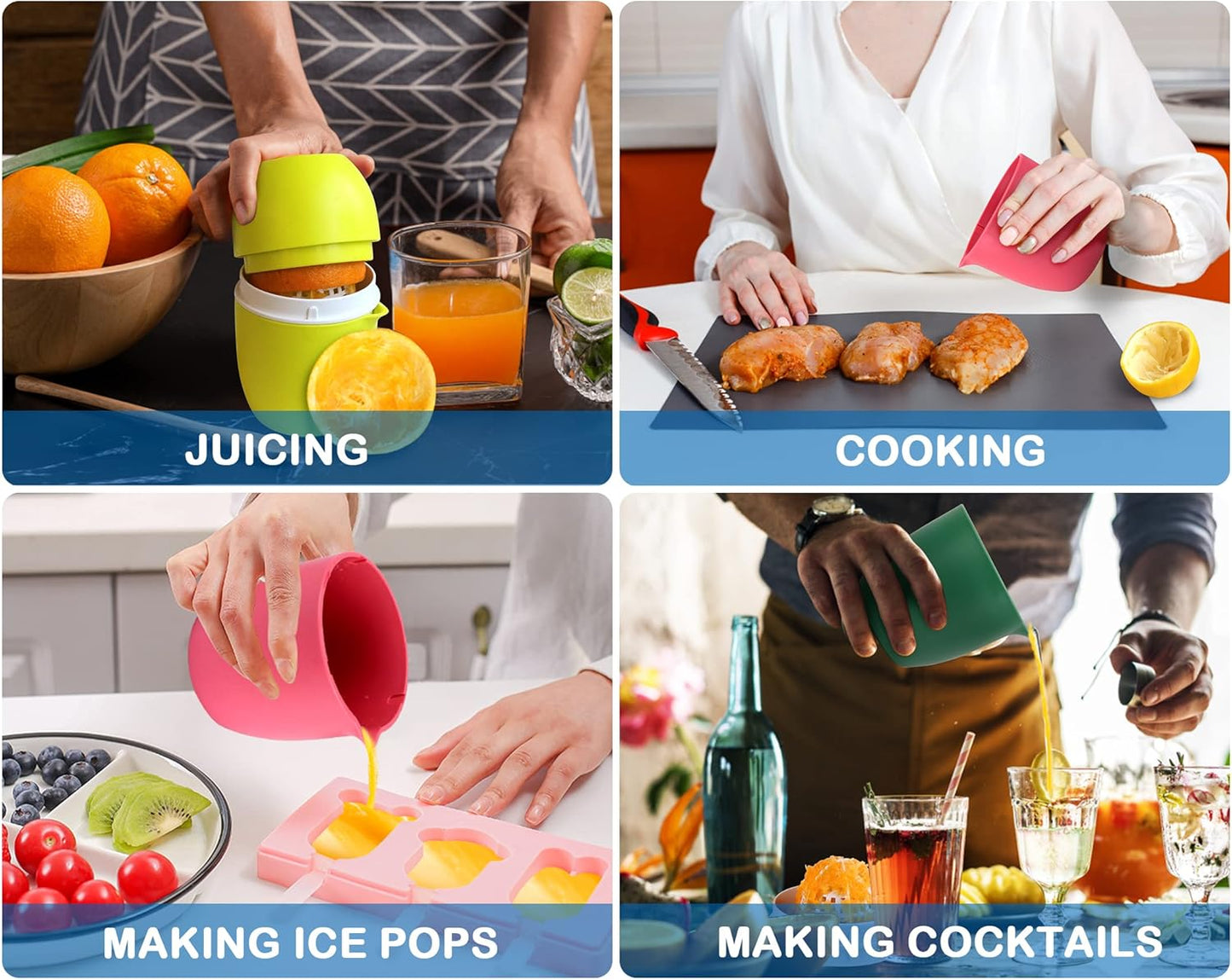 Hand Juicer - Citrus Juicer with Lemon Shape - Hand Lemon Juicer with Two Press Options for Different Fruits (Pink)