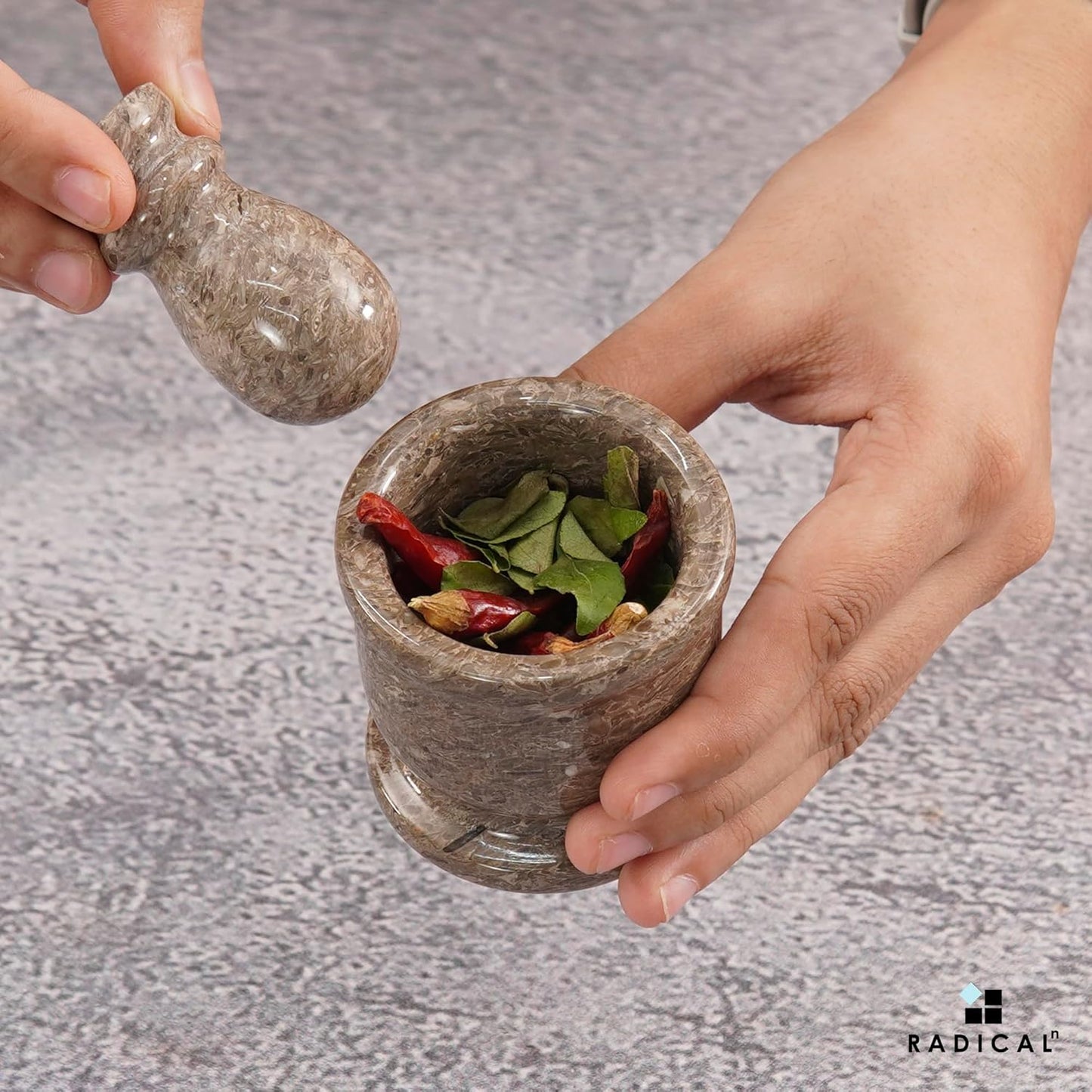 Radicaln Marble Mortar and Pestle Set Oceanic 2.5" Inches Handmade Spice Grinder & Garlic Crusher for Kitchen Mortar and Pestle Set Small Herb Grinder