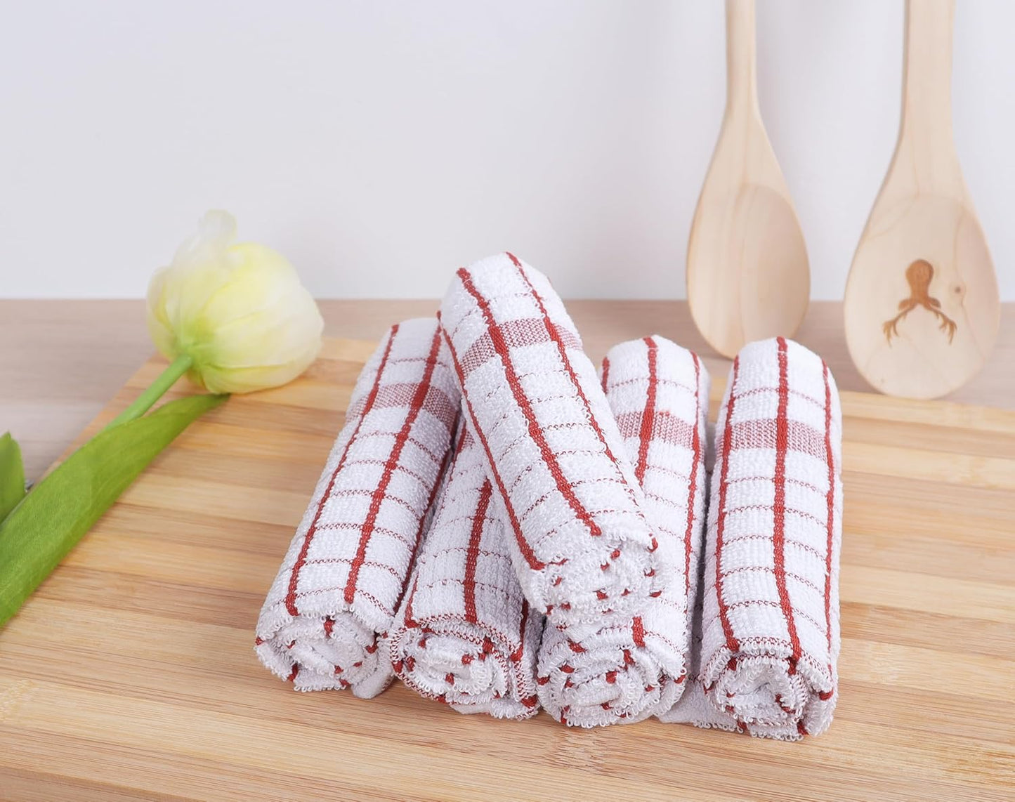 AMOUR INFINI Kitchen Dish Cloths Set of 8 - Ultra Soft, Highly Absorbent, Quick-Drying Terry Cotton Dishcloths 12"x12" Inch Wash & Cleaning Cloths for Kitchen & Dishwashing (Rust)