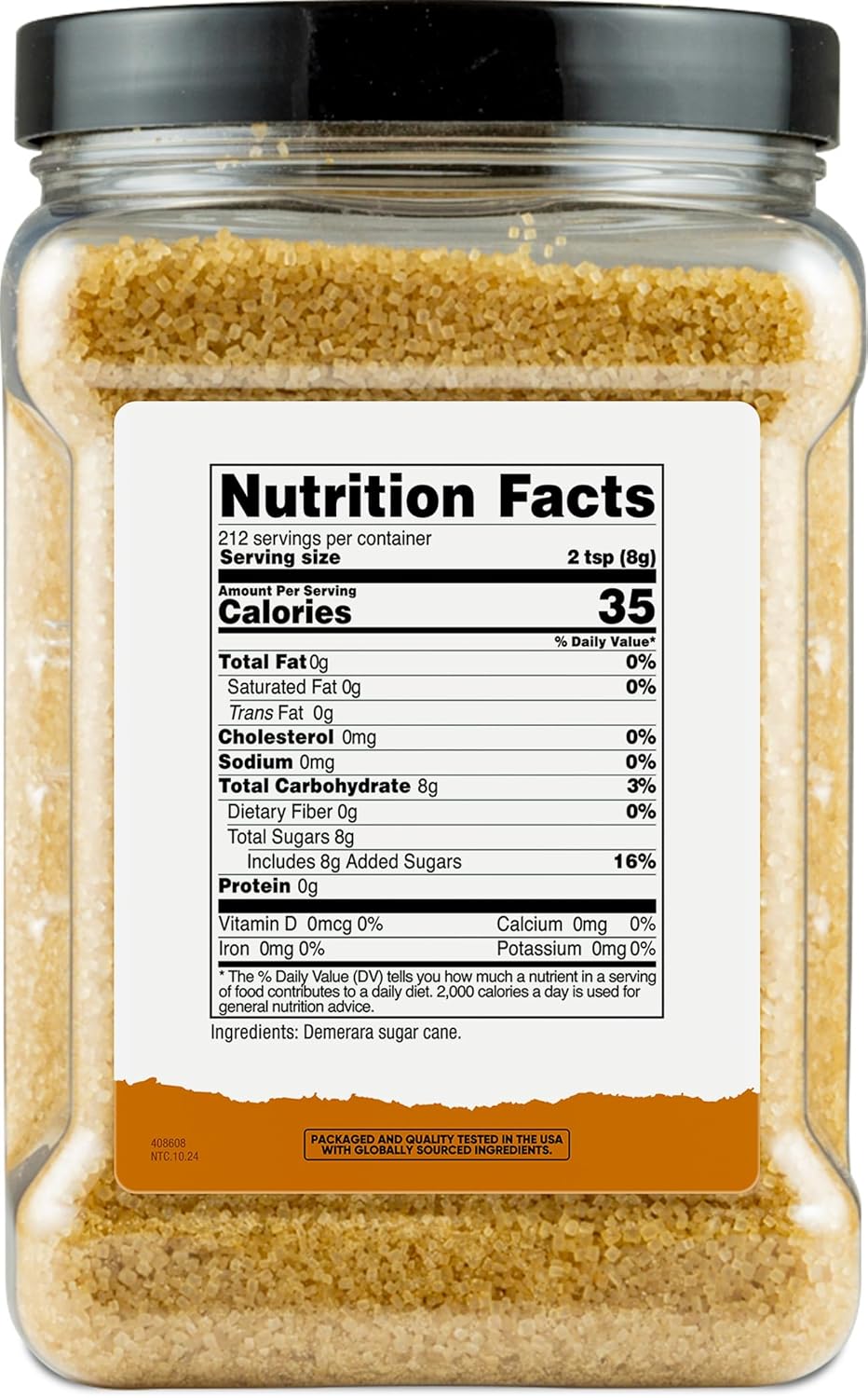 Nutricost Pantry Unrefined Demerara Sugar (4 Pound Bottle) :: Great for Baking, Cooking, Tea, Coffee, Etc. | Raw Cane Demerara (Turbinado) Sugar with Zero Additives